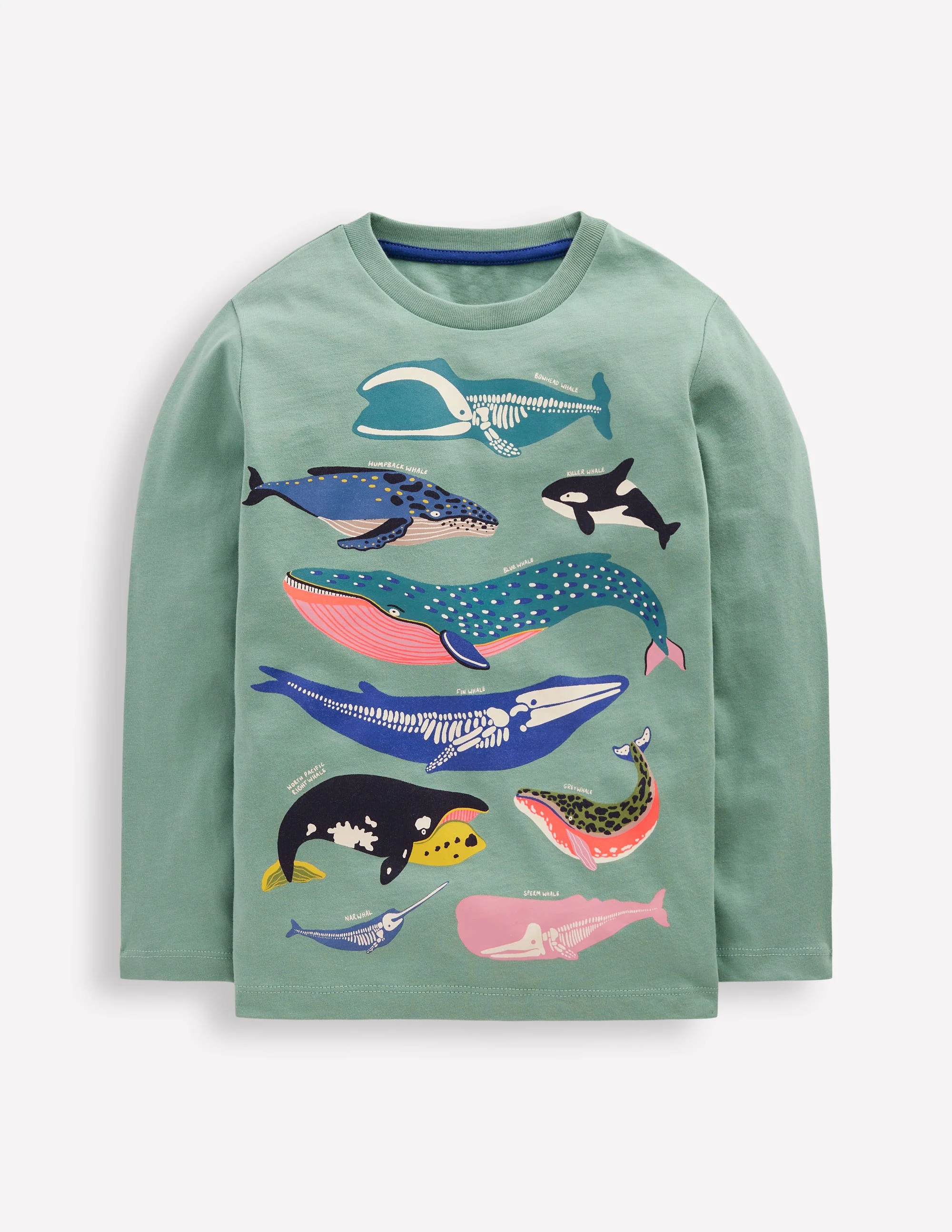 Long Sleeve Glow T-shirt-Eucalyptus Whales