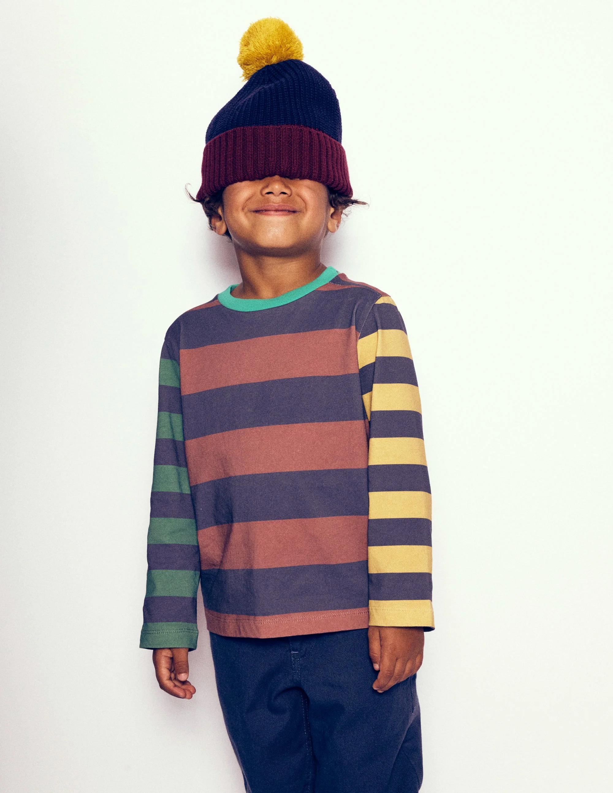 Long Sleeve Hotchpotch T-shirt-Navy Multi - Image 4
