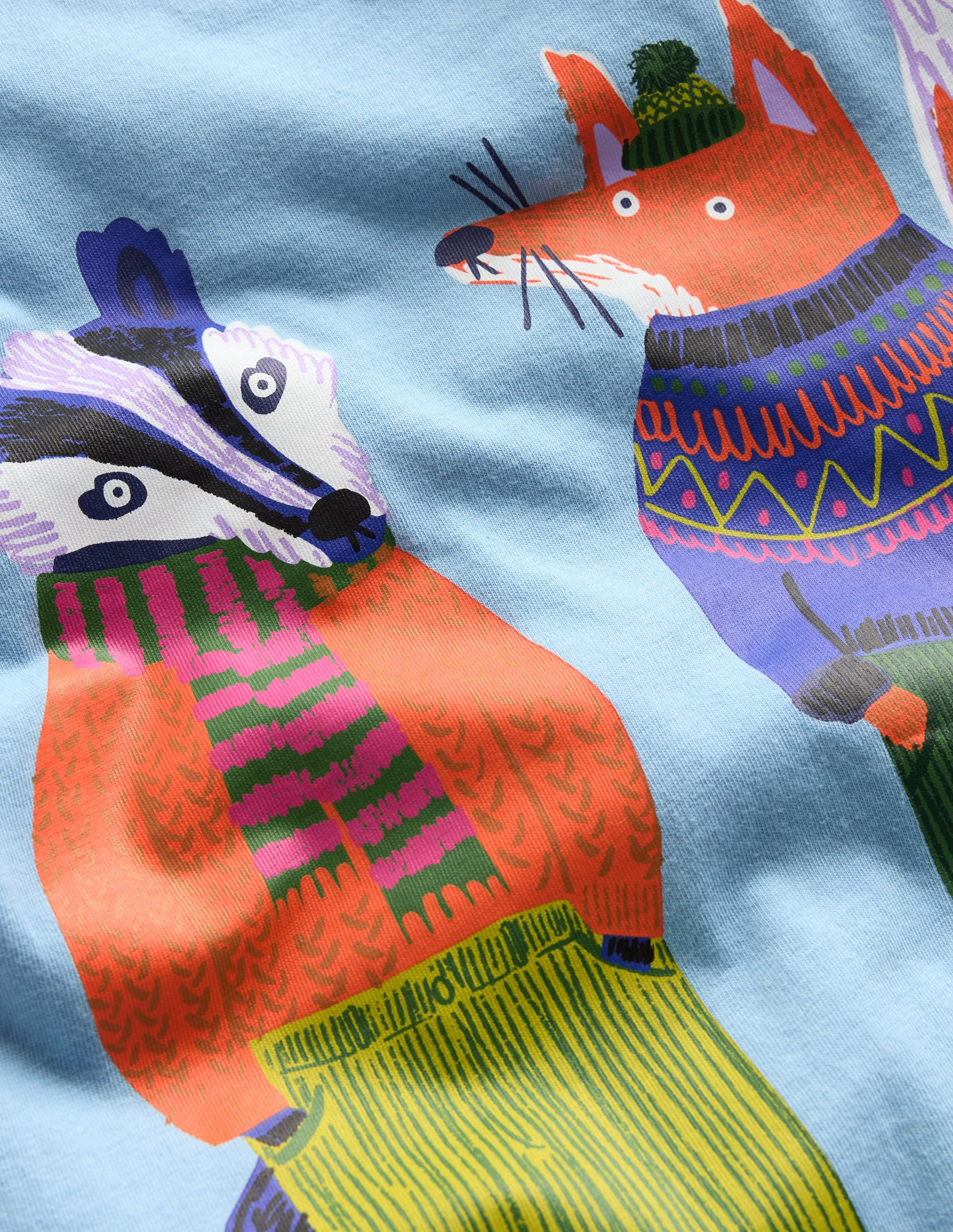 Long Sleeve Novelty T-shirt-Glacier Blue Foxes - Image 3