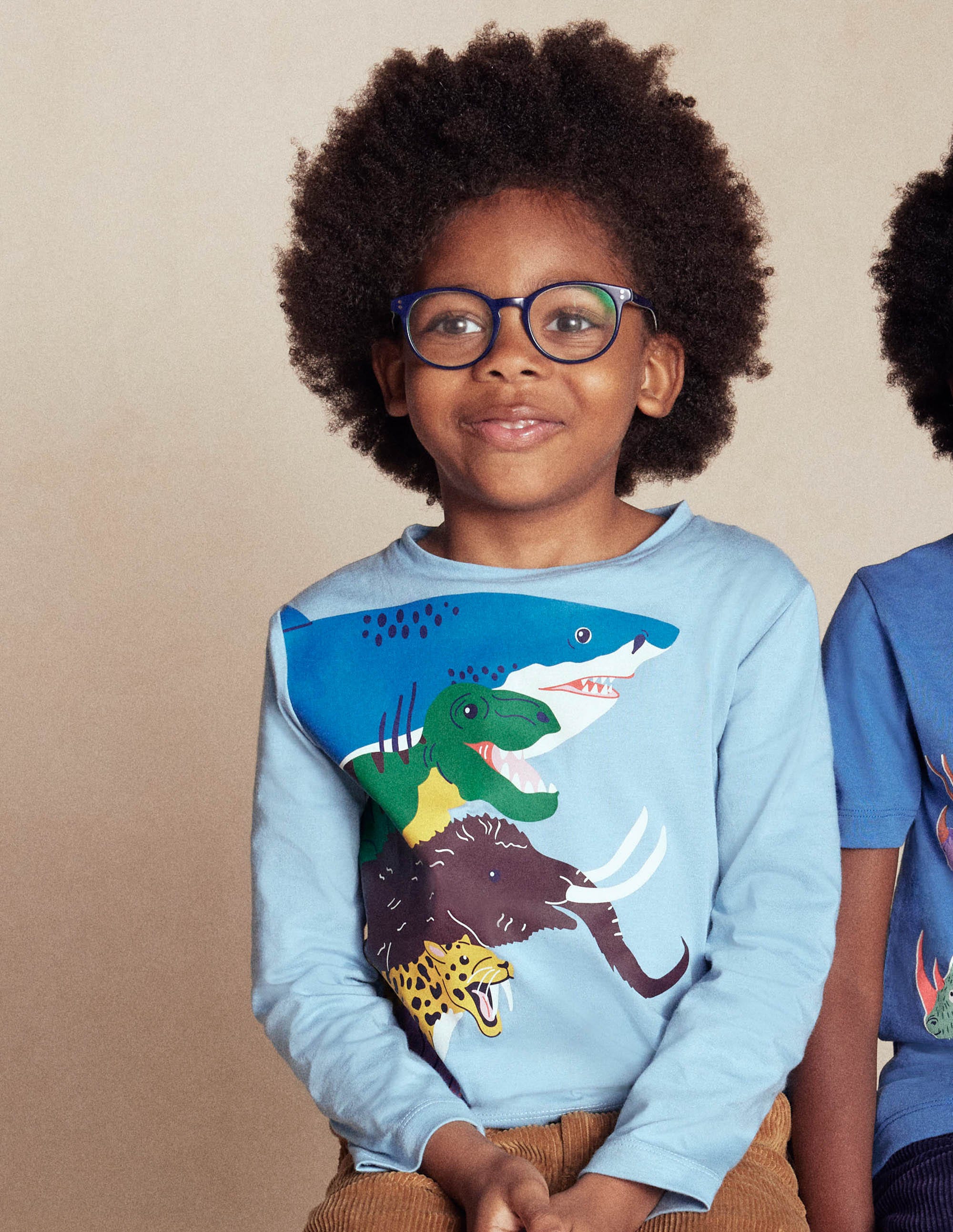 Long Sleeve Printed T-shirt-Glacier Blue Prehistoric - Image 4