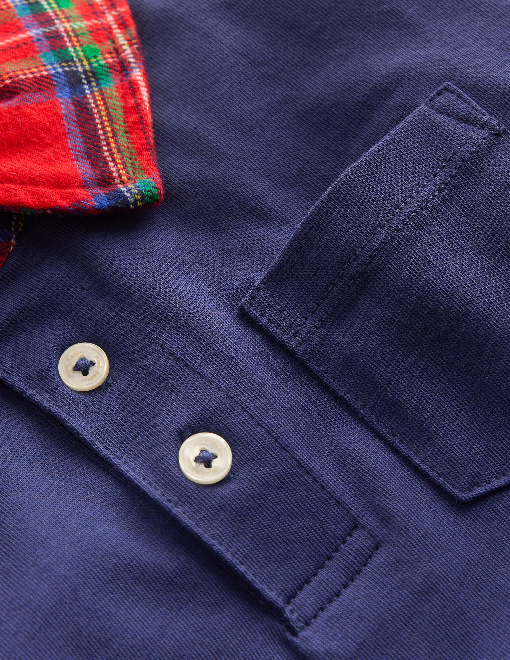 Long Sleeve Smart Polo Shirt-French Navy - Image 3