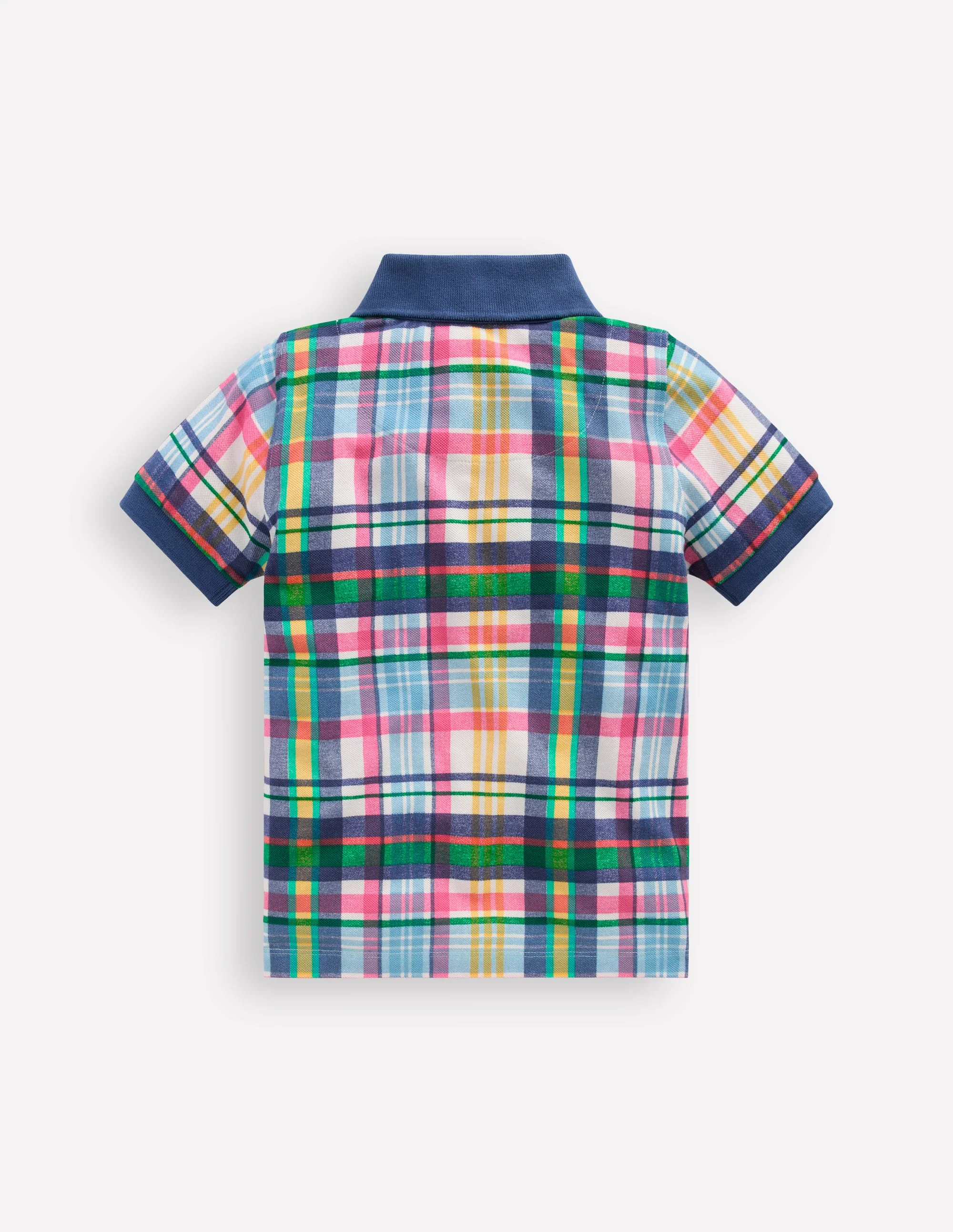 Piqué Polo Shirt-Ivory, Pink & Green Madras - Image 2