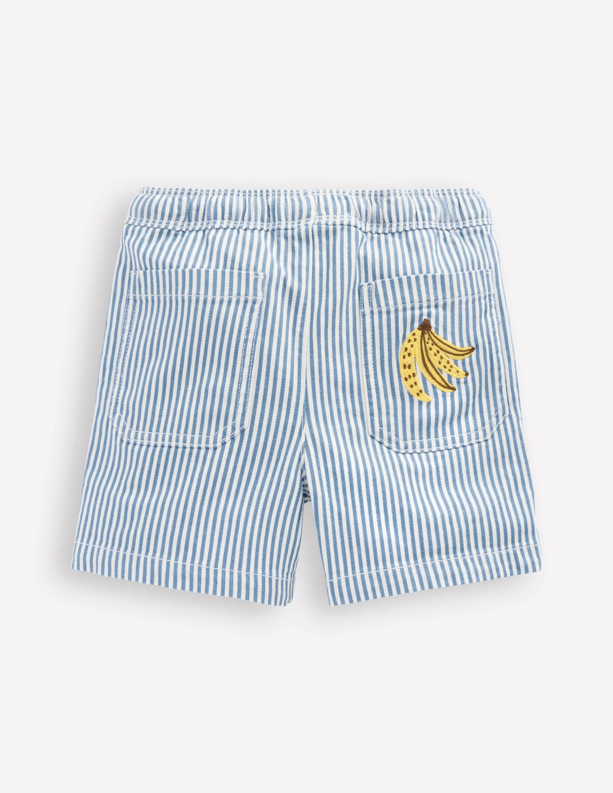 Pull-On Cotton Shorts-Campanula Ticking Embroidery - Image 2