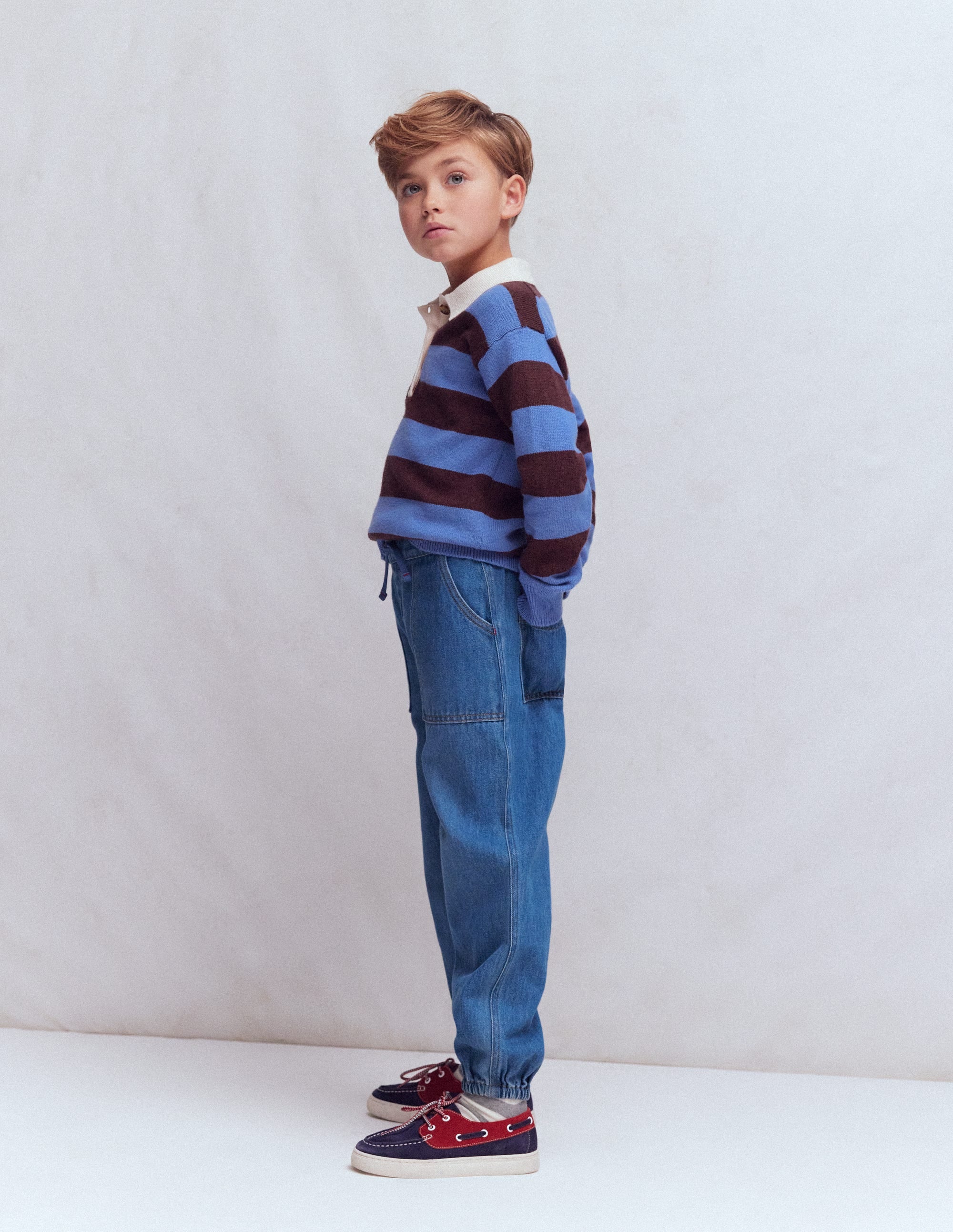 Pull-on Cuffed Jeans-Mid Vintage