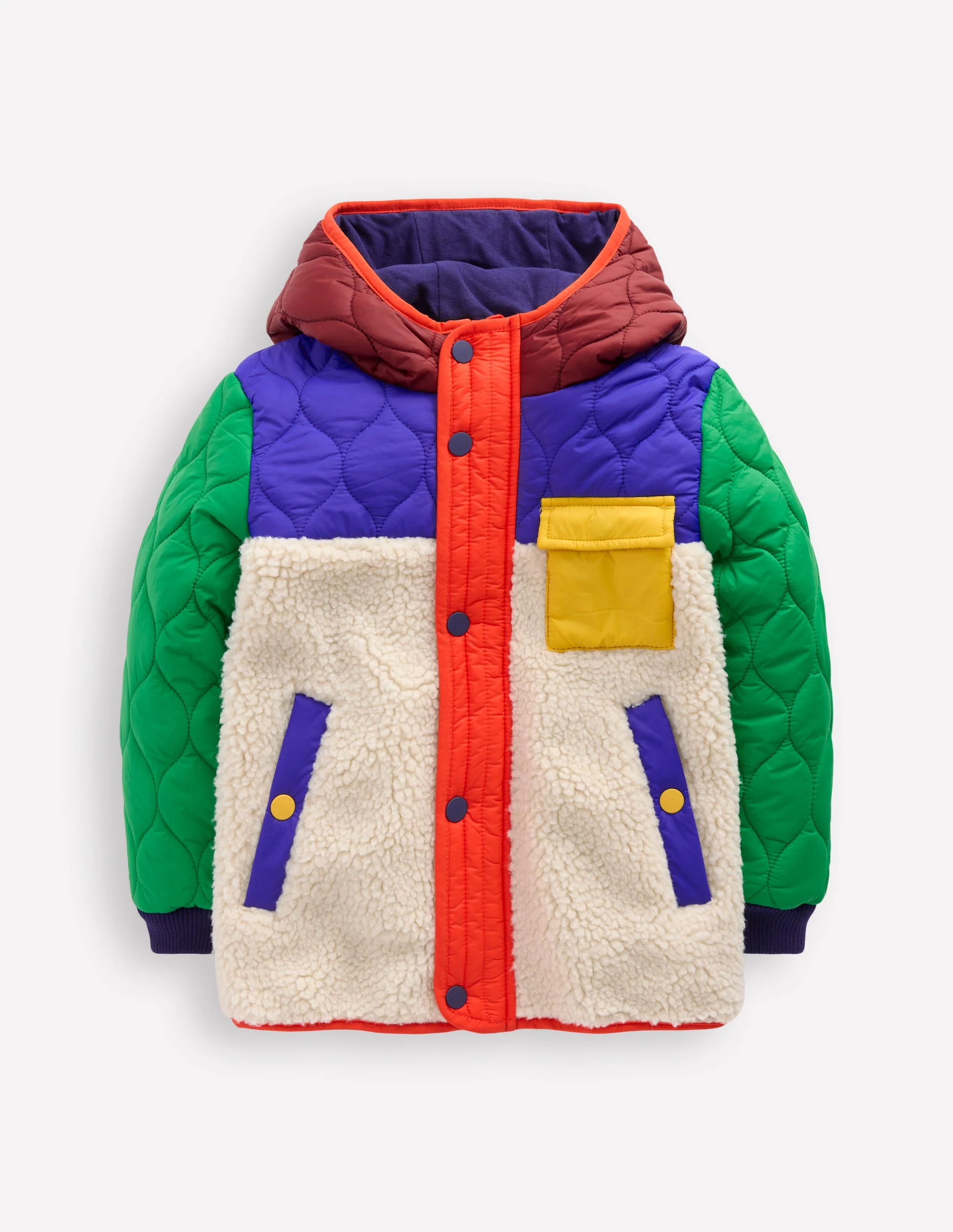 Quilted Borg Jacket-Natural Borg