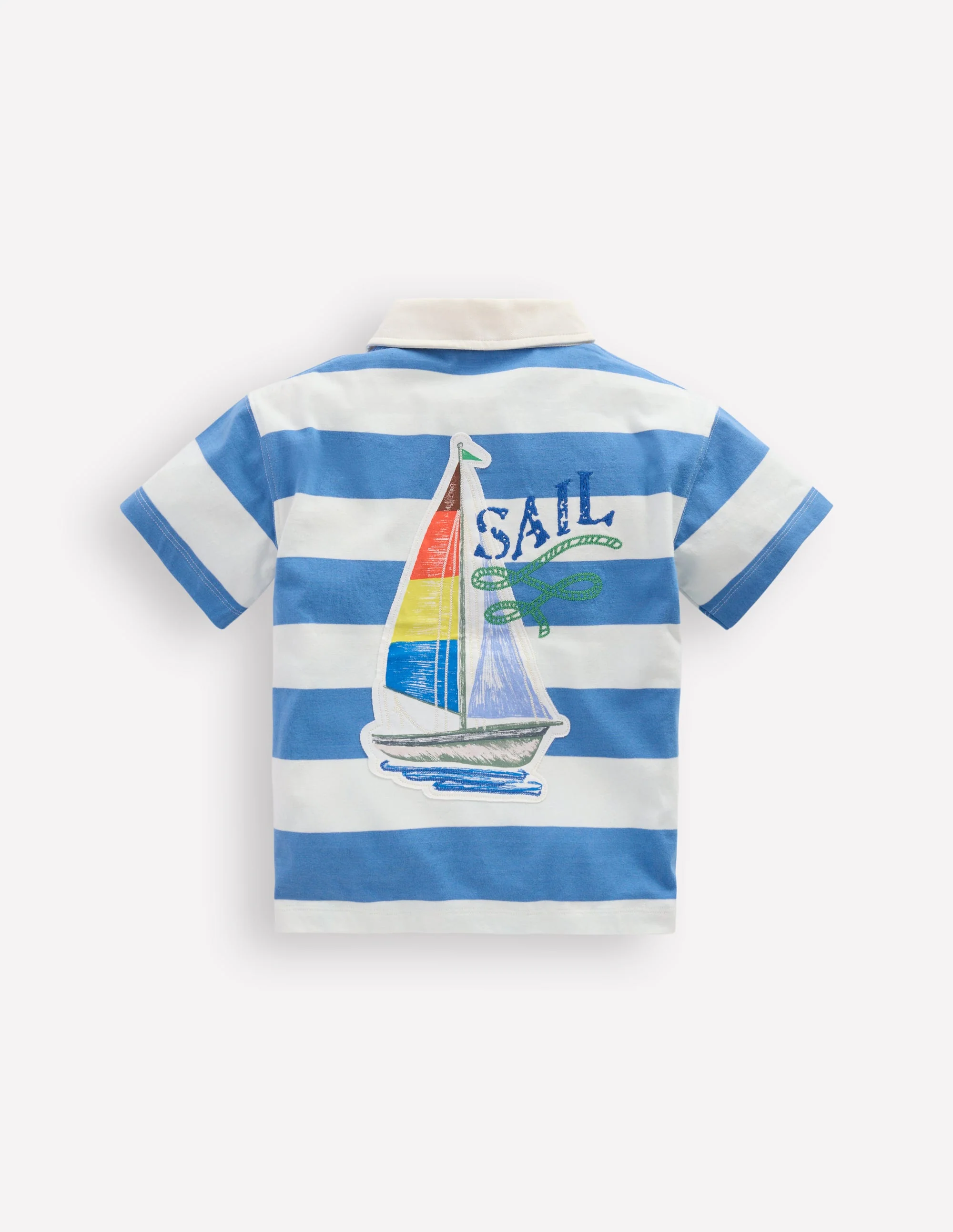 Relaxed Appliqué Polo Shirt-Silver Lake Sail boats - Image 2
