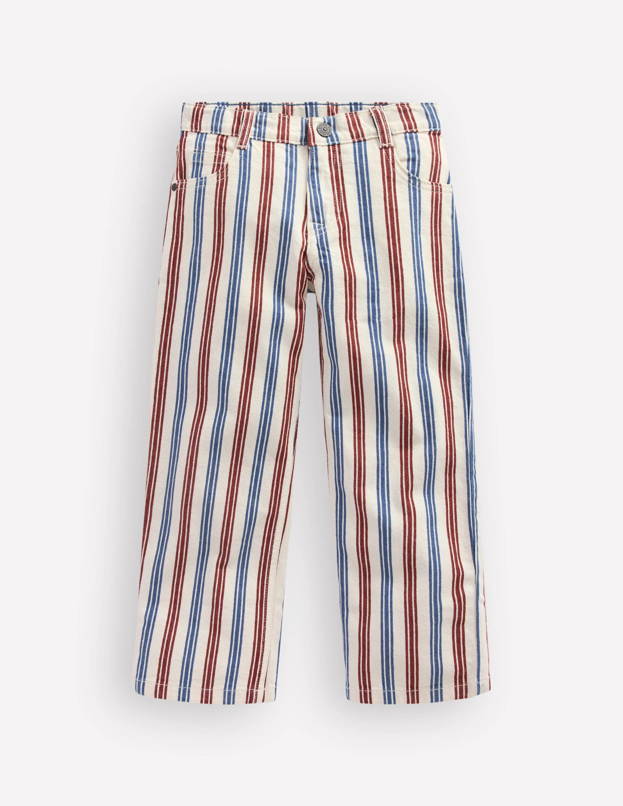Relaxed Straight Jeans-Blue and Red Stripe