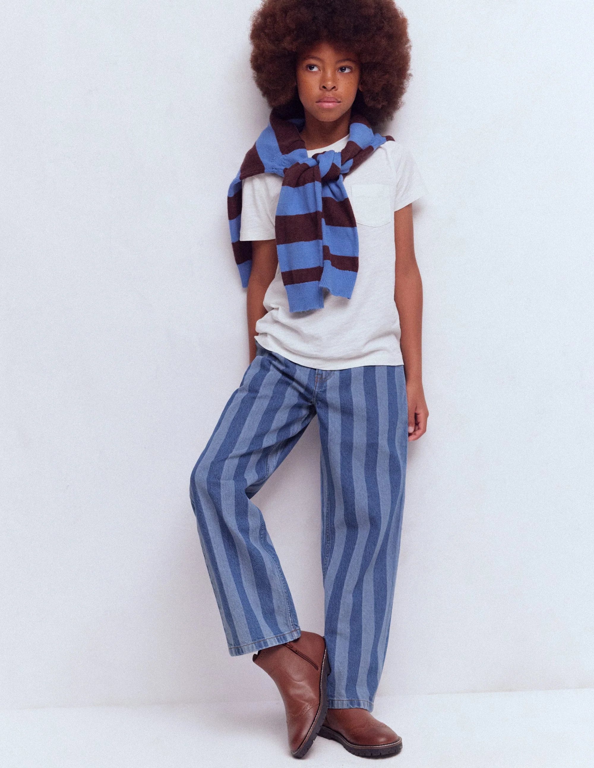 Relaxed Straight Jeans-Stripe Shadow