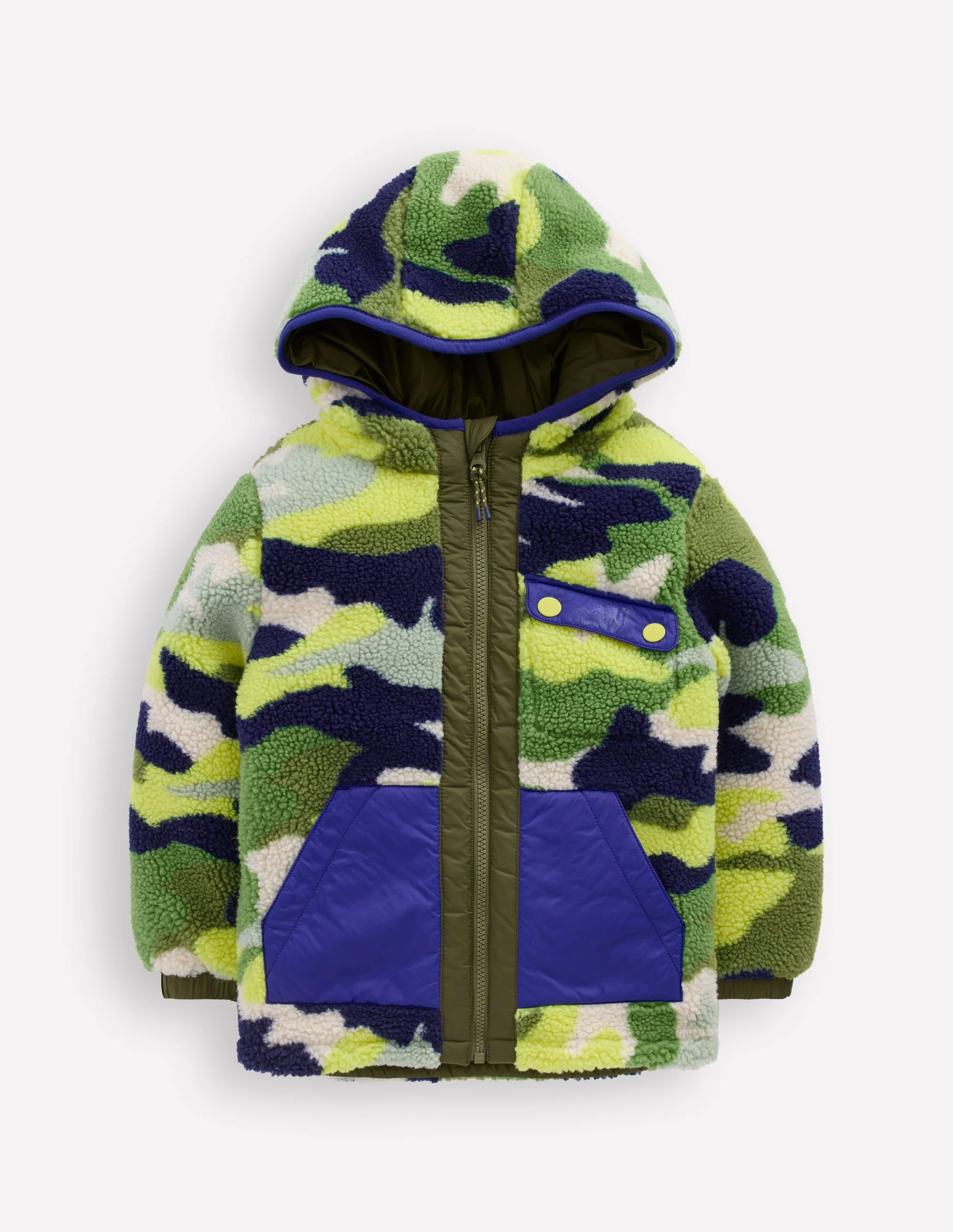 Reversible Cosy Borg Jacket-Green Camo - Image 4