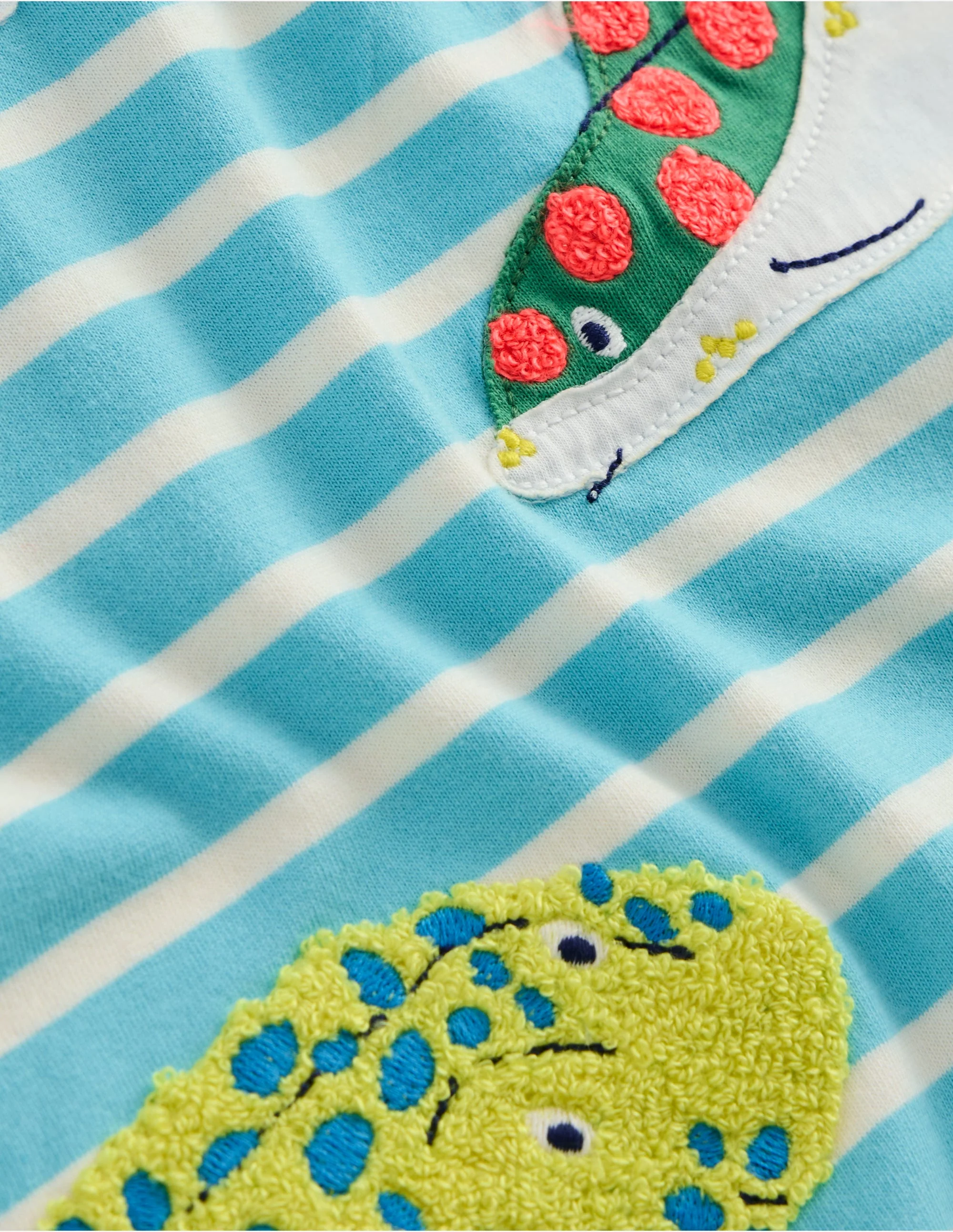 Short Sleeve Appliqué T-shirt-Caribbean Blue Rays - Image 3