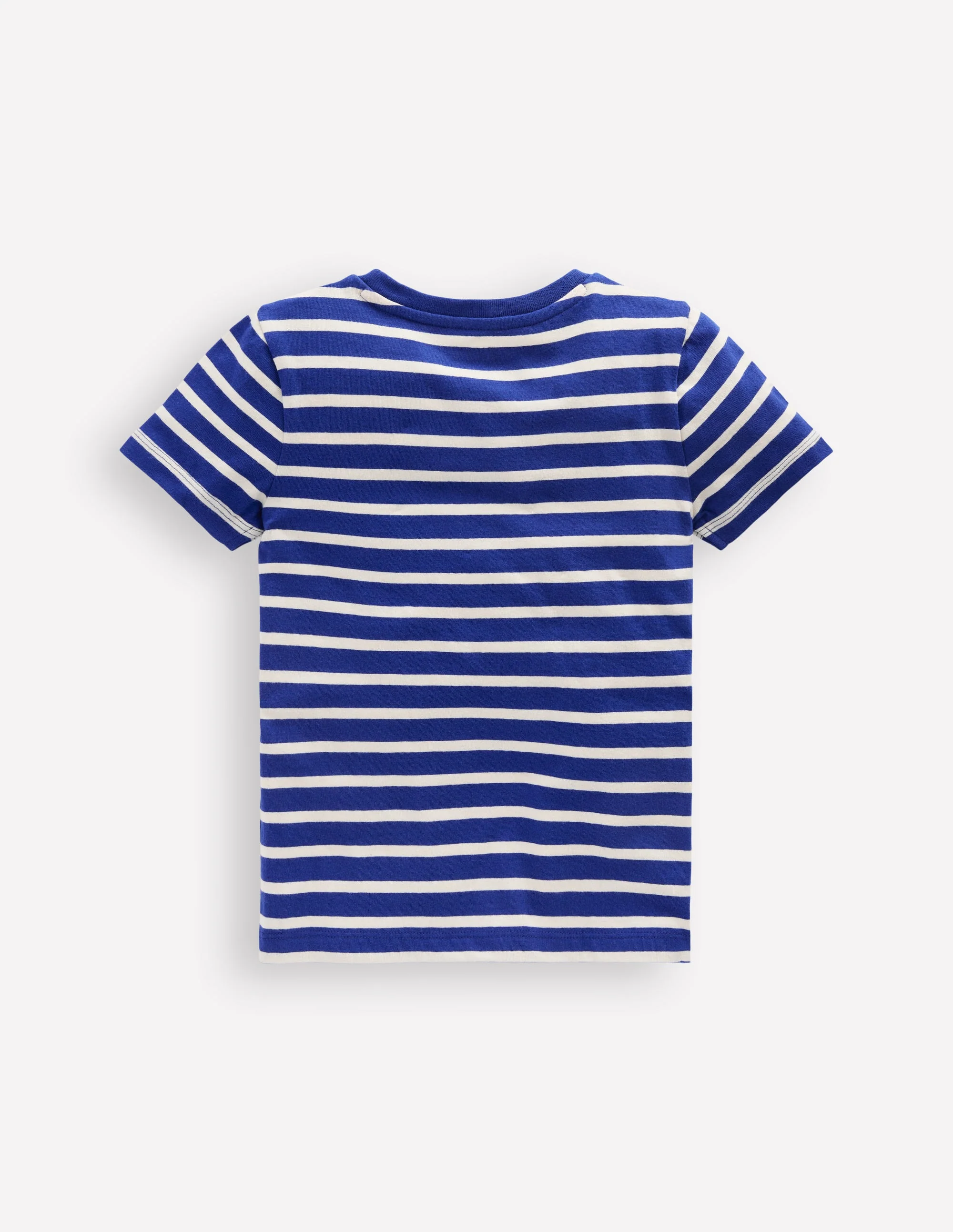Short Sleeve Appliqué T-shirt-Caribbean Blue Stripe Dog - Image 2