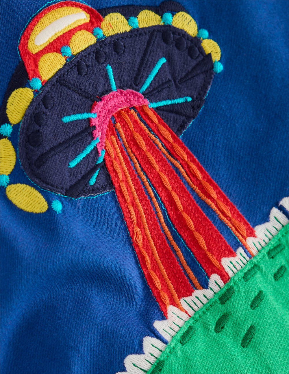 Short Sleeve Appliqué T-shirt-Dino Space - Image 3