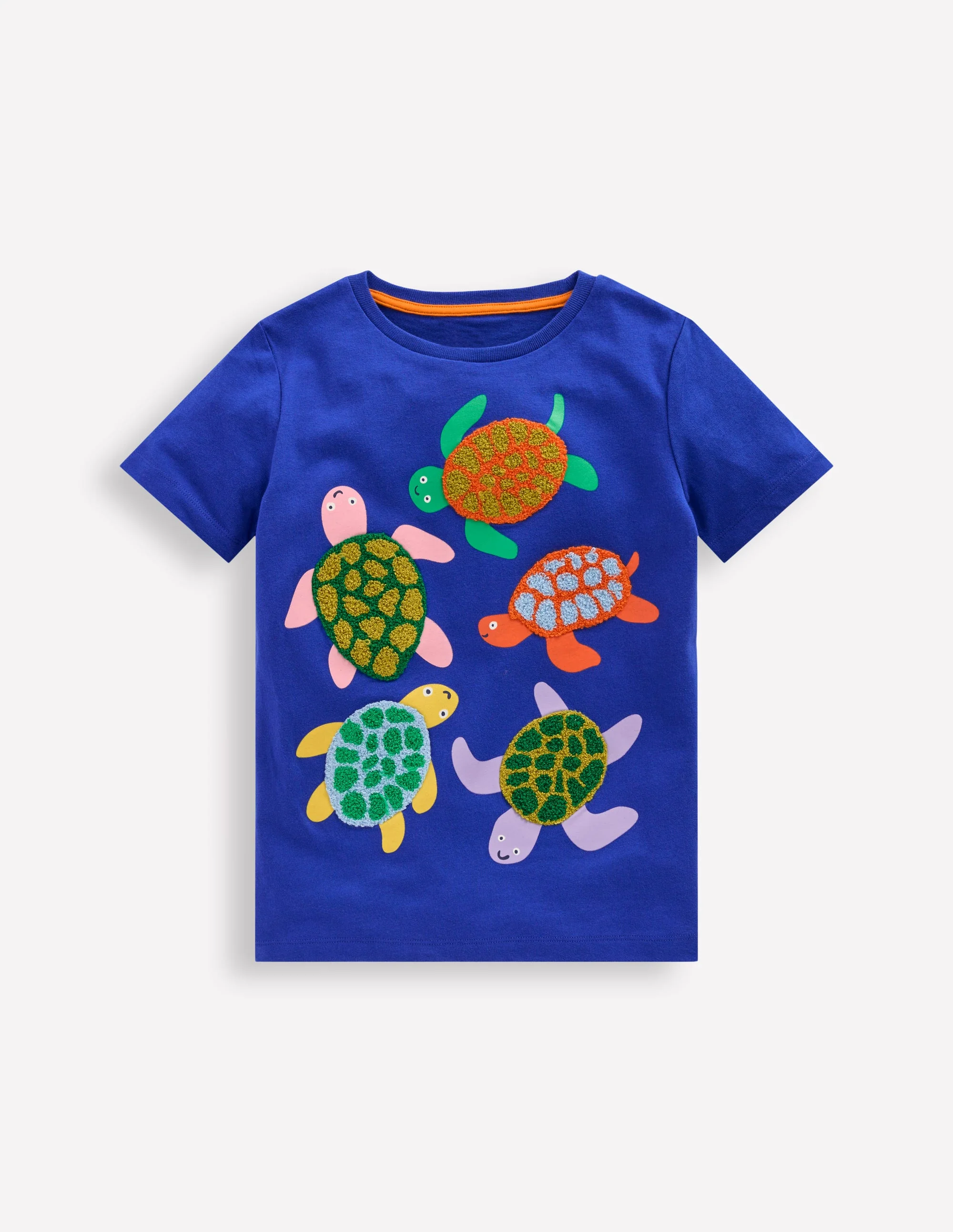 Short Sleeve Bouclé T-shirt-Bright Blue Turtles
