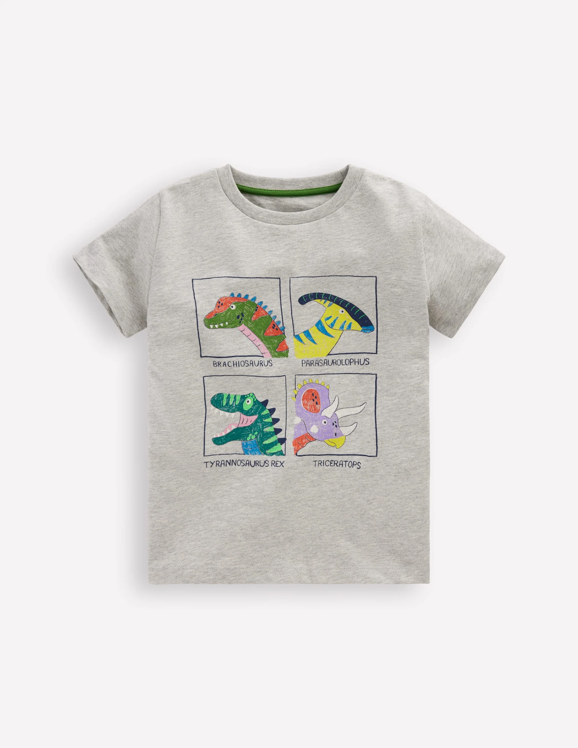 Short Sleeve Graphic T-shirt-Grey Marl Dinos