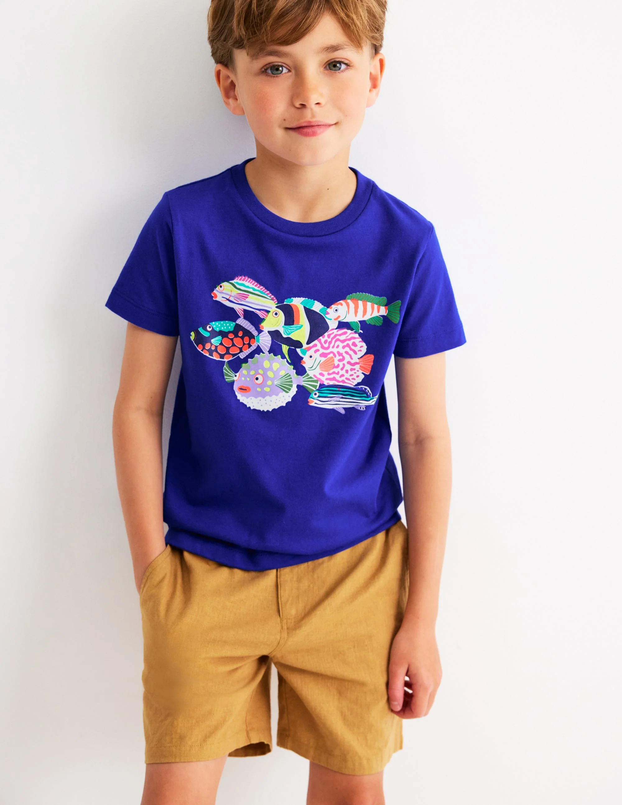 Short Sleeve Riso T-Shirt-Blue Heron Fish