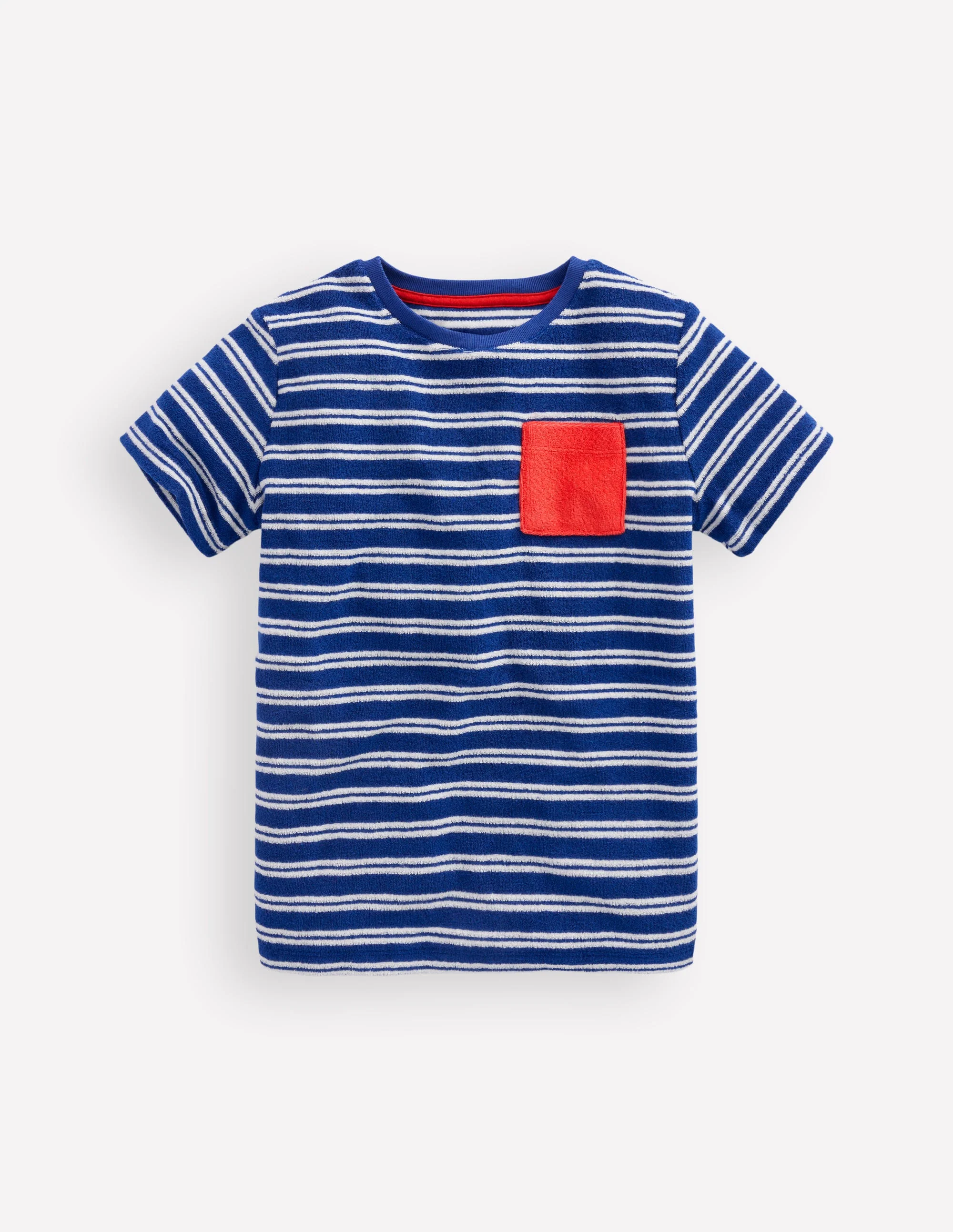 Short Sleeve Towelling T-shirt-Sapphire Blue/Ivory - Image 2
