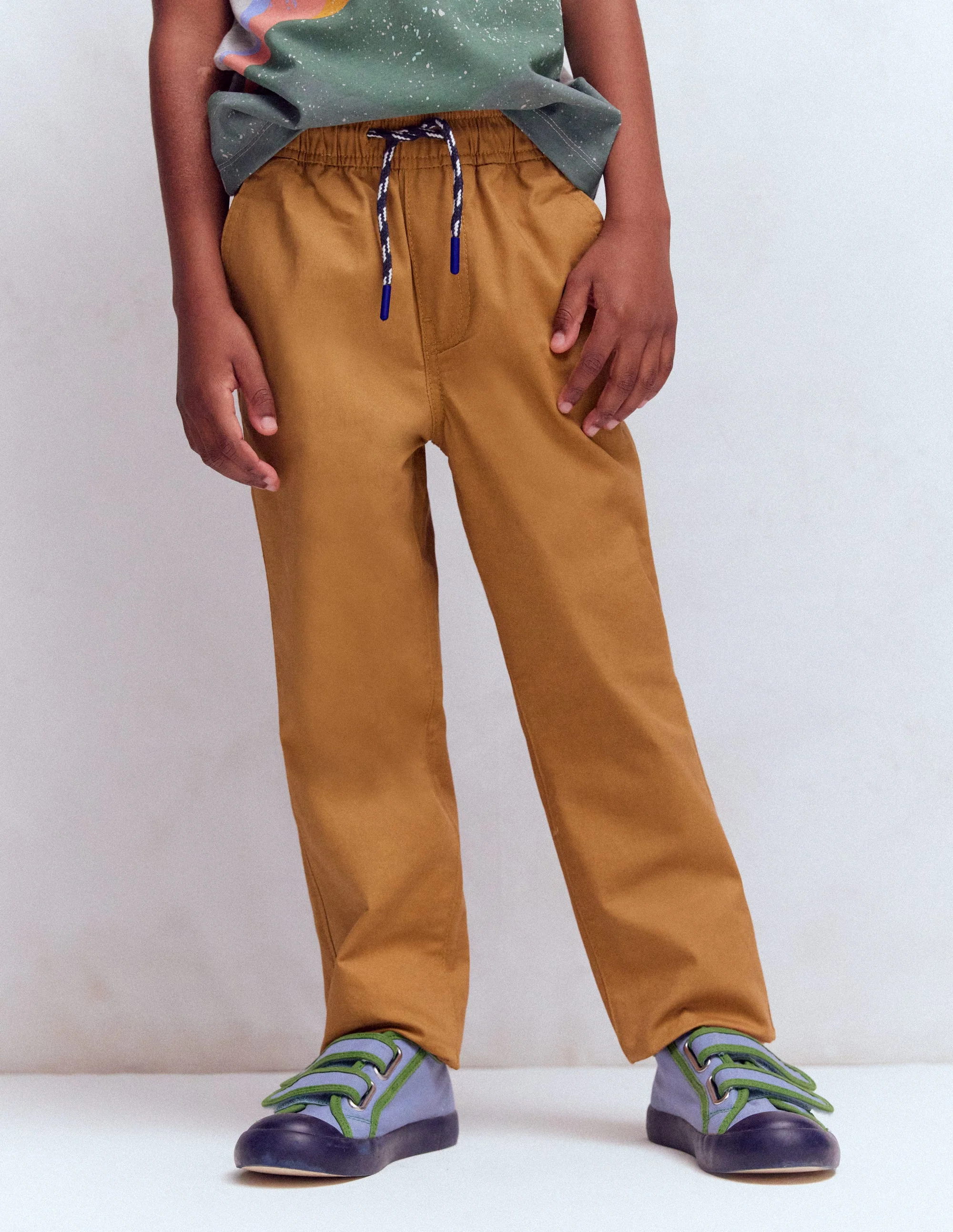 Slim Pull-on Trousers-Butterscotch Brown - Image 4