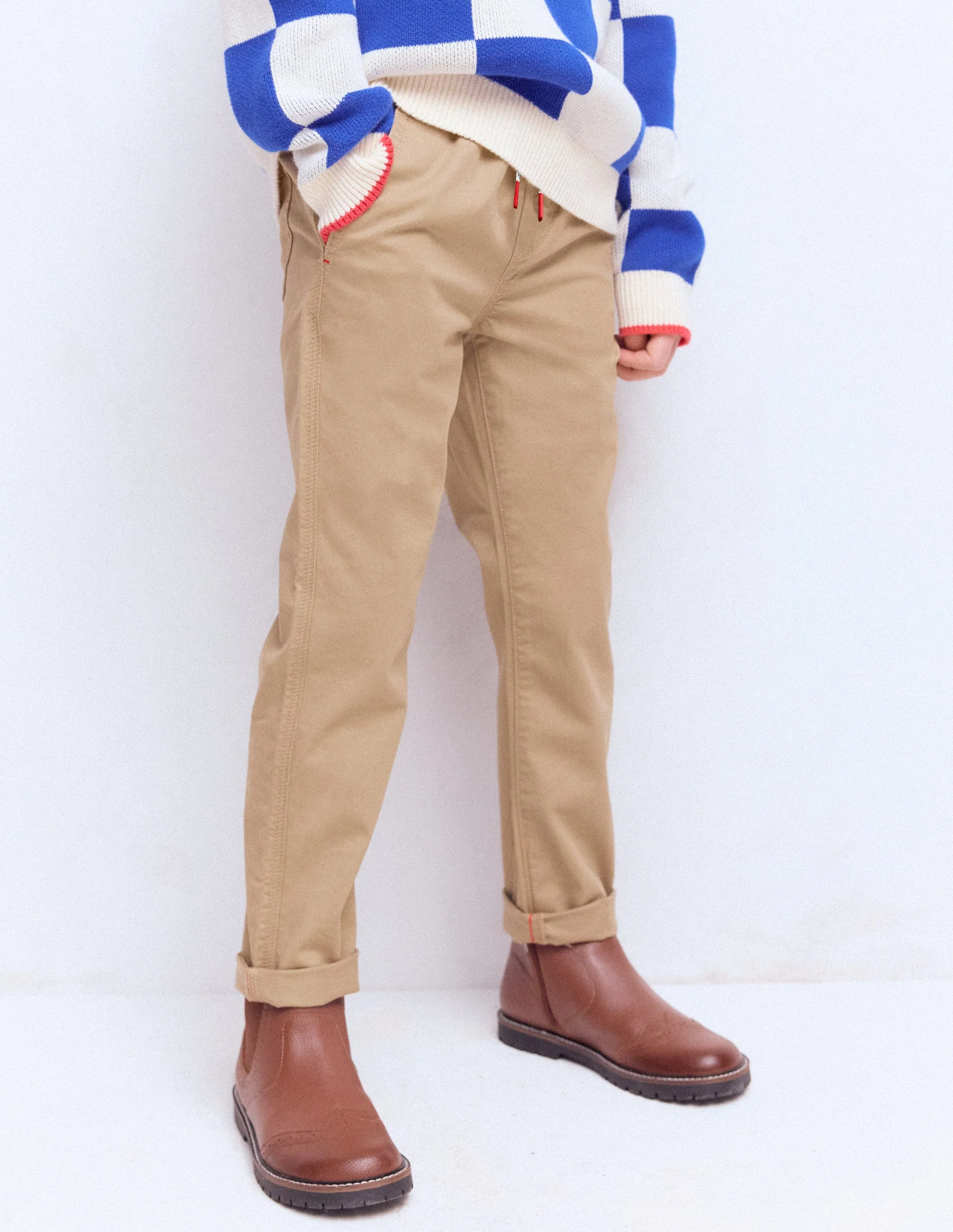 Slim Pull-on Trousers-Greige - Image 4