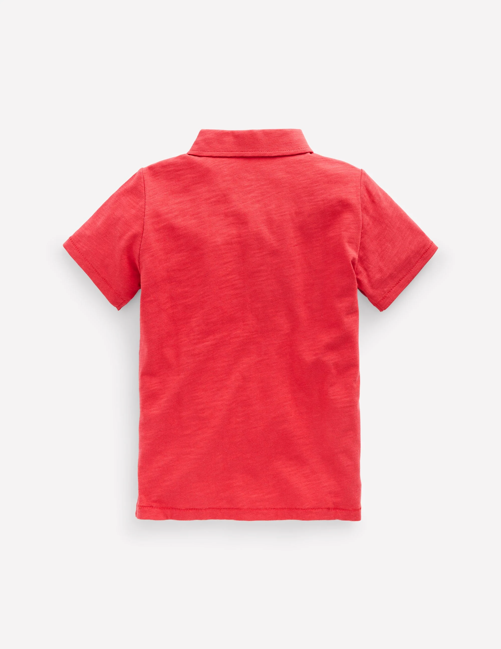 Slub Polo Shirt-Cherry Tomato Red - Image 2