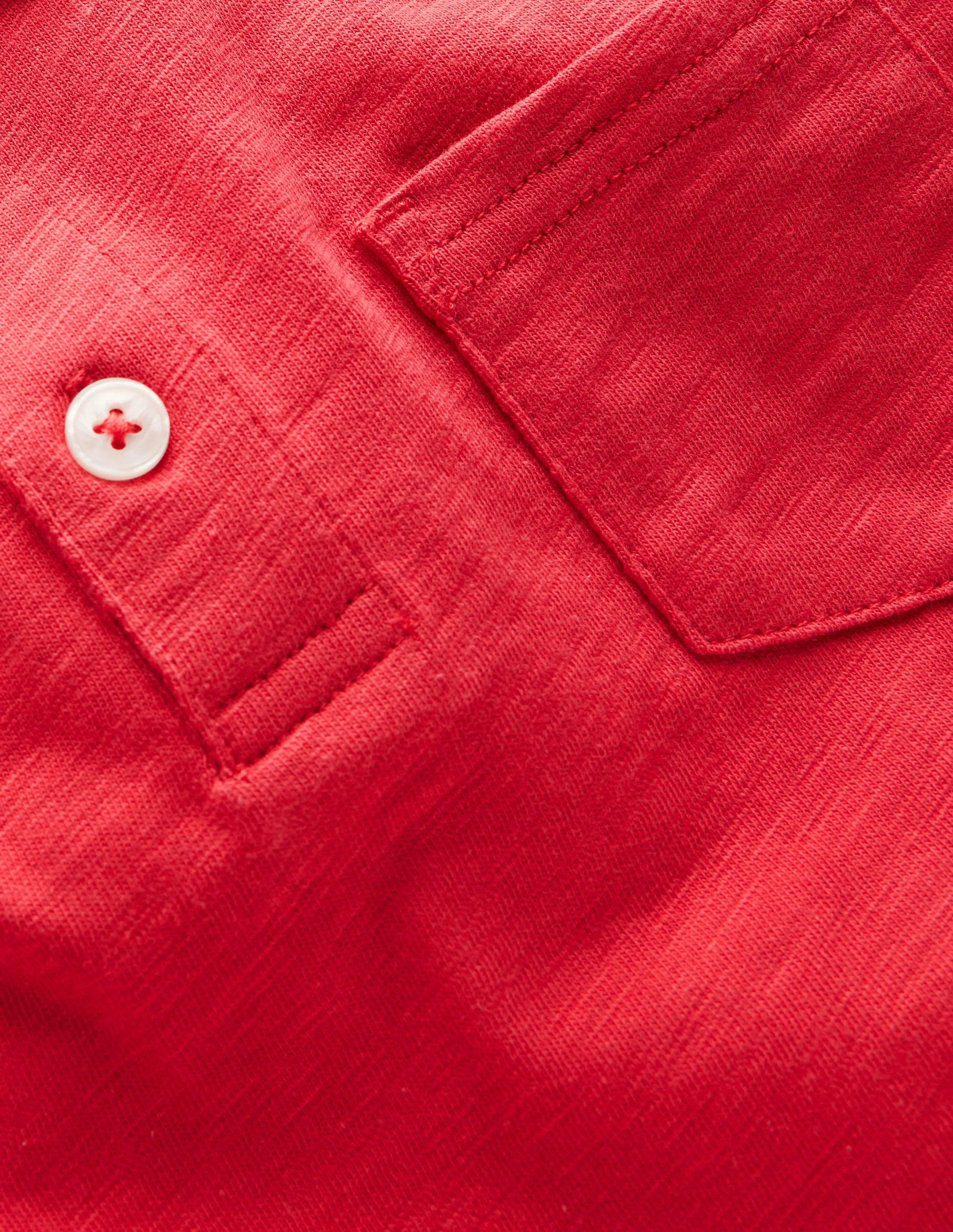 Slub Polo Shirt-Cherry Tomato Red - Image 3