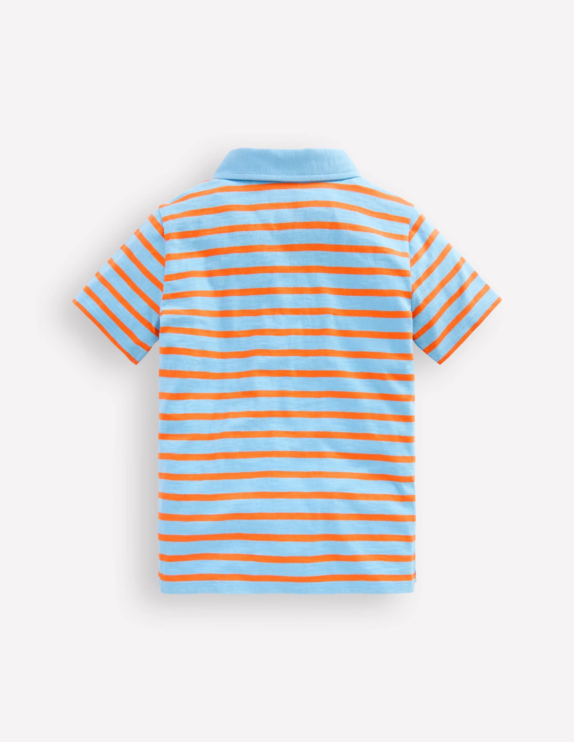 Slub Polo Shirt-Glacier Blue/ Firecracker Red - Image 2