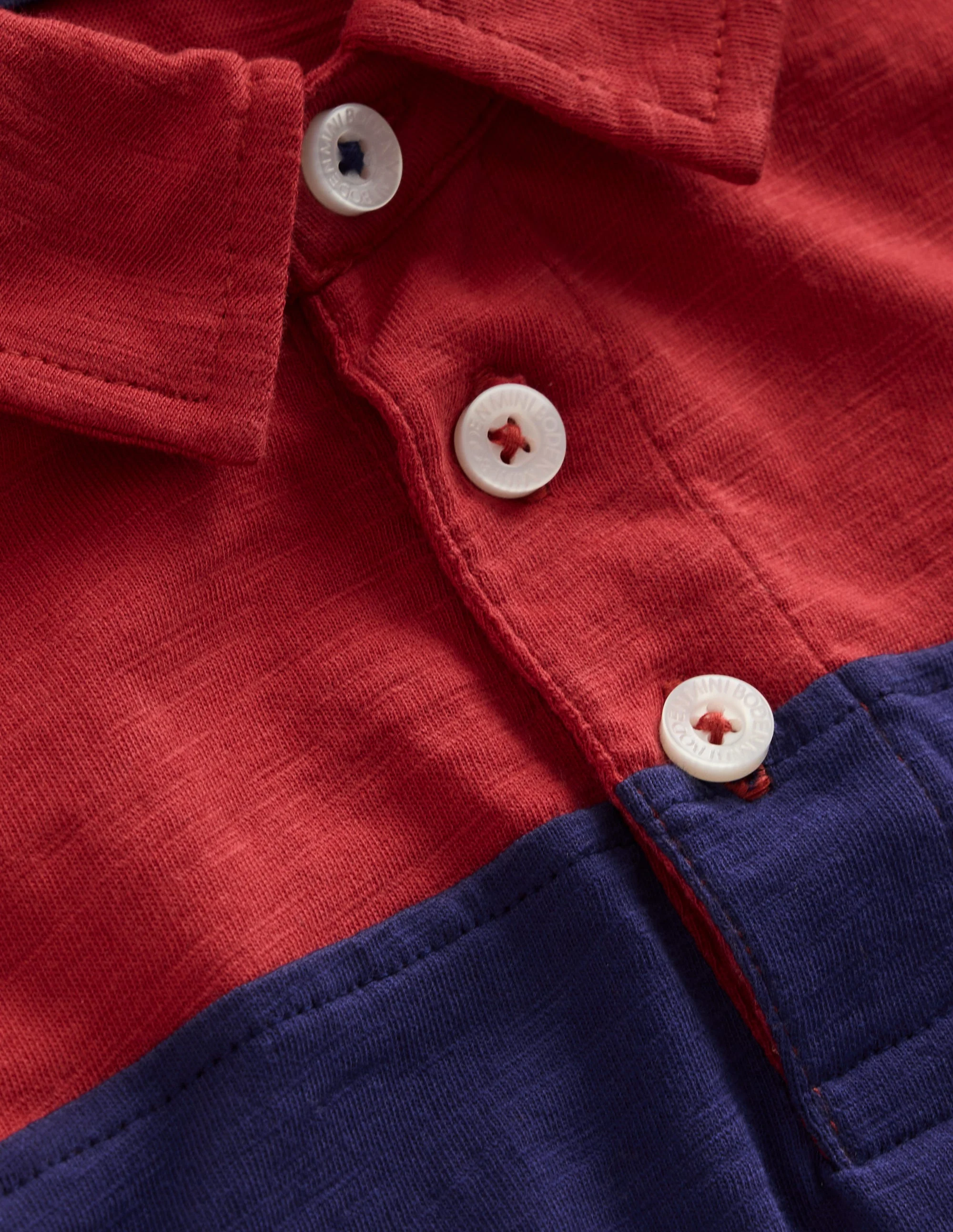 Slub Polo Shirt-Jam Red / College Navy - Image 3