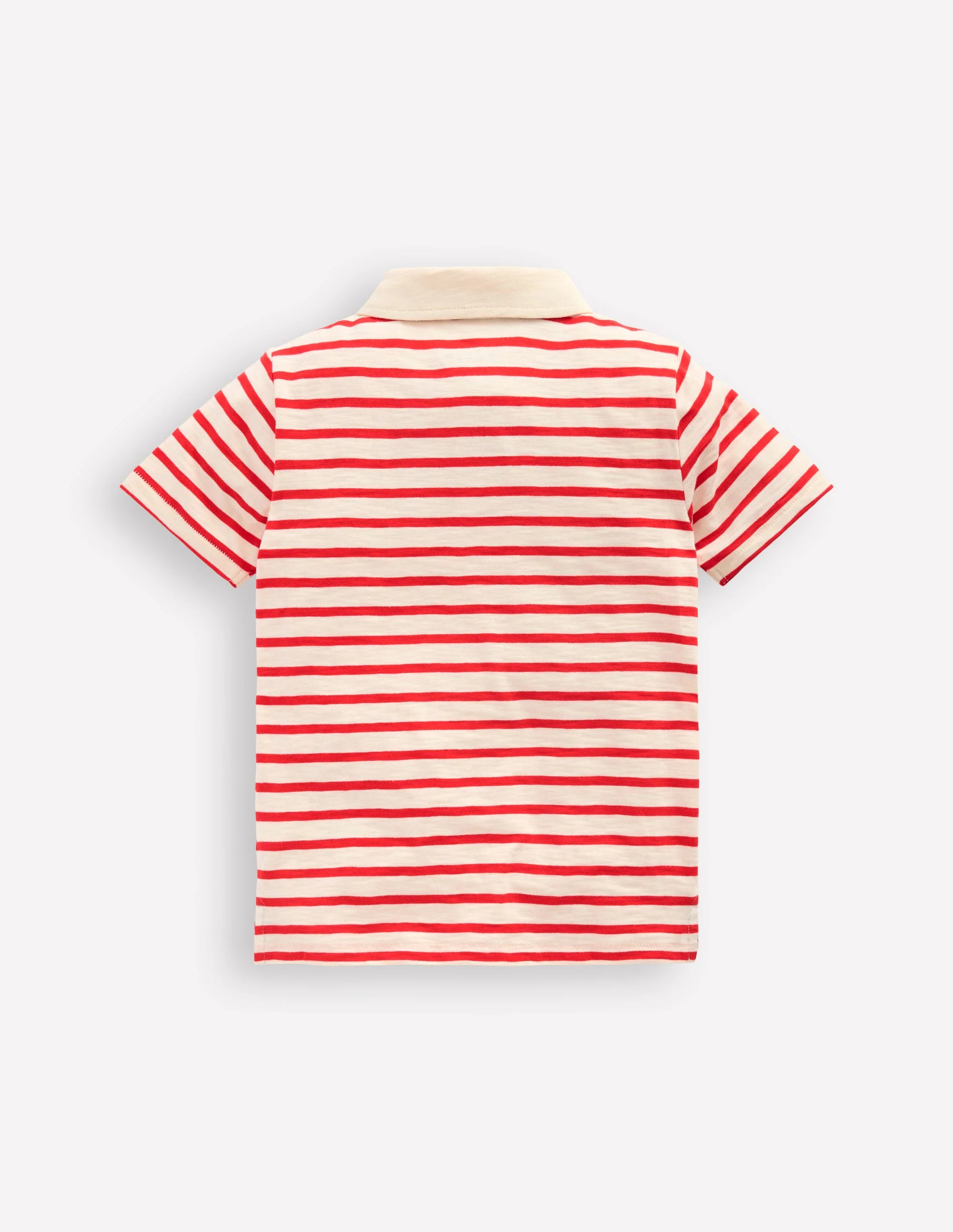 Slub Polo Shirt-Poppy Red/ Ivory - Image 2