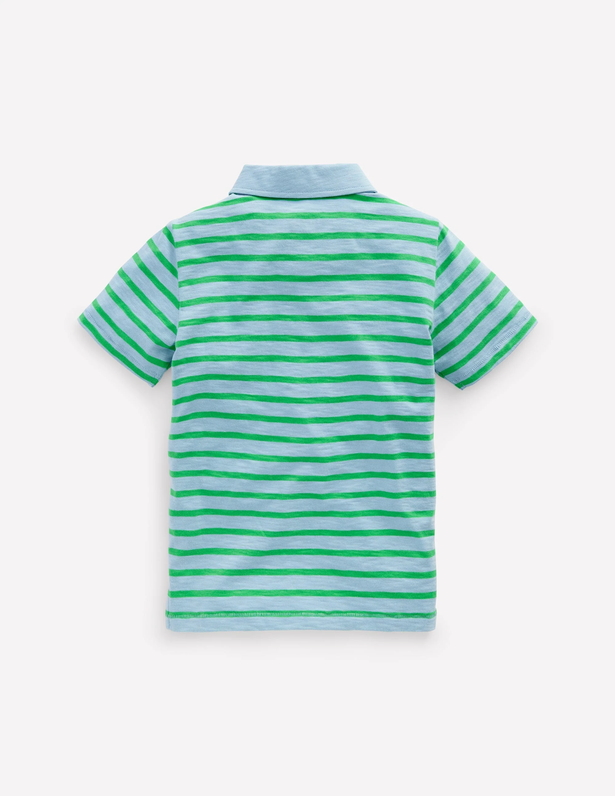 Slub Polo Shirt-Sky Blue/ Sapling Green - Image 2