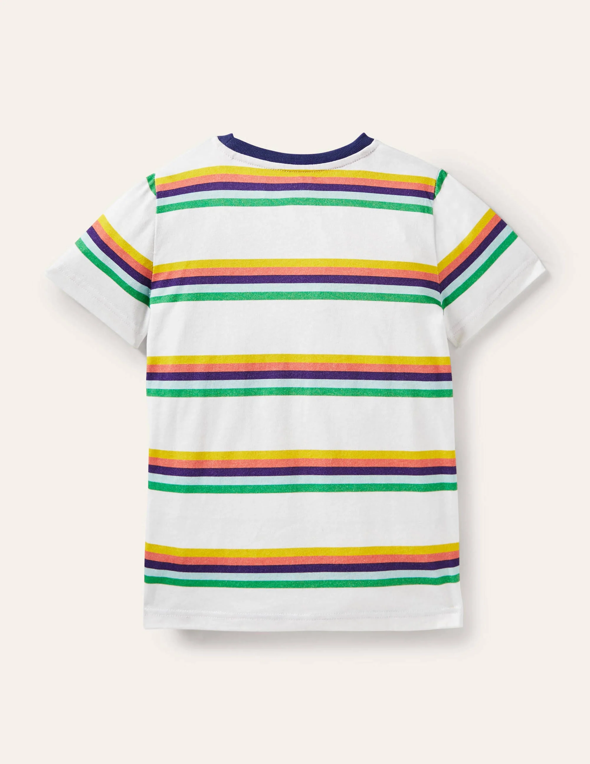Slub Washed T-shirt-Ivory/Rainbow - Image 2