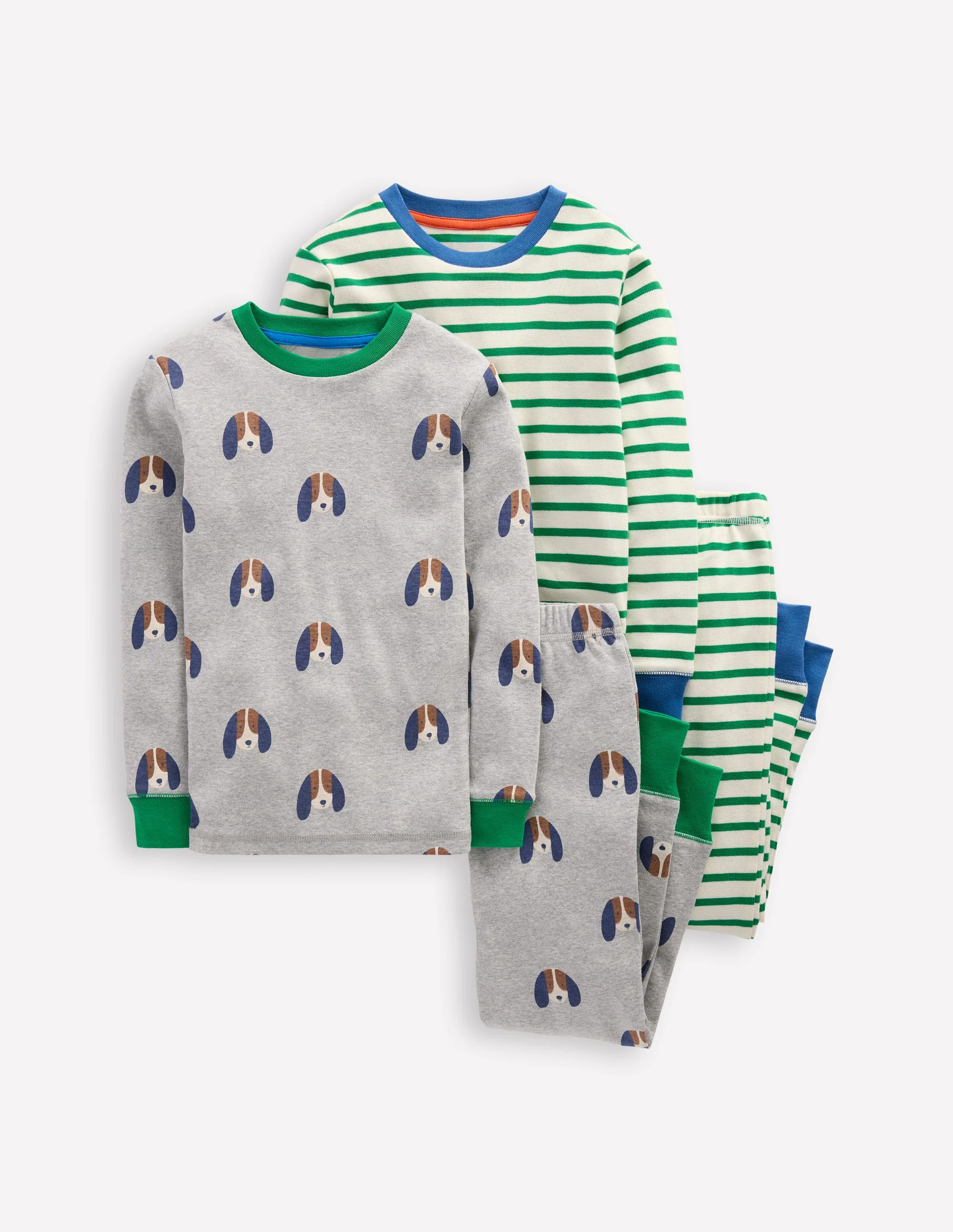 Snug Twin Pack Pyjamas-Pups and Stripe