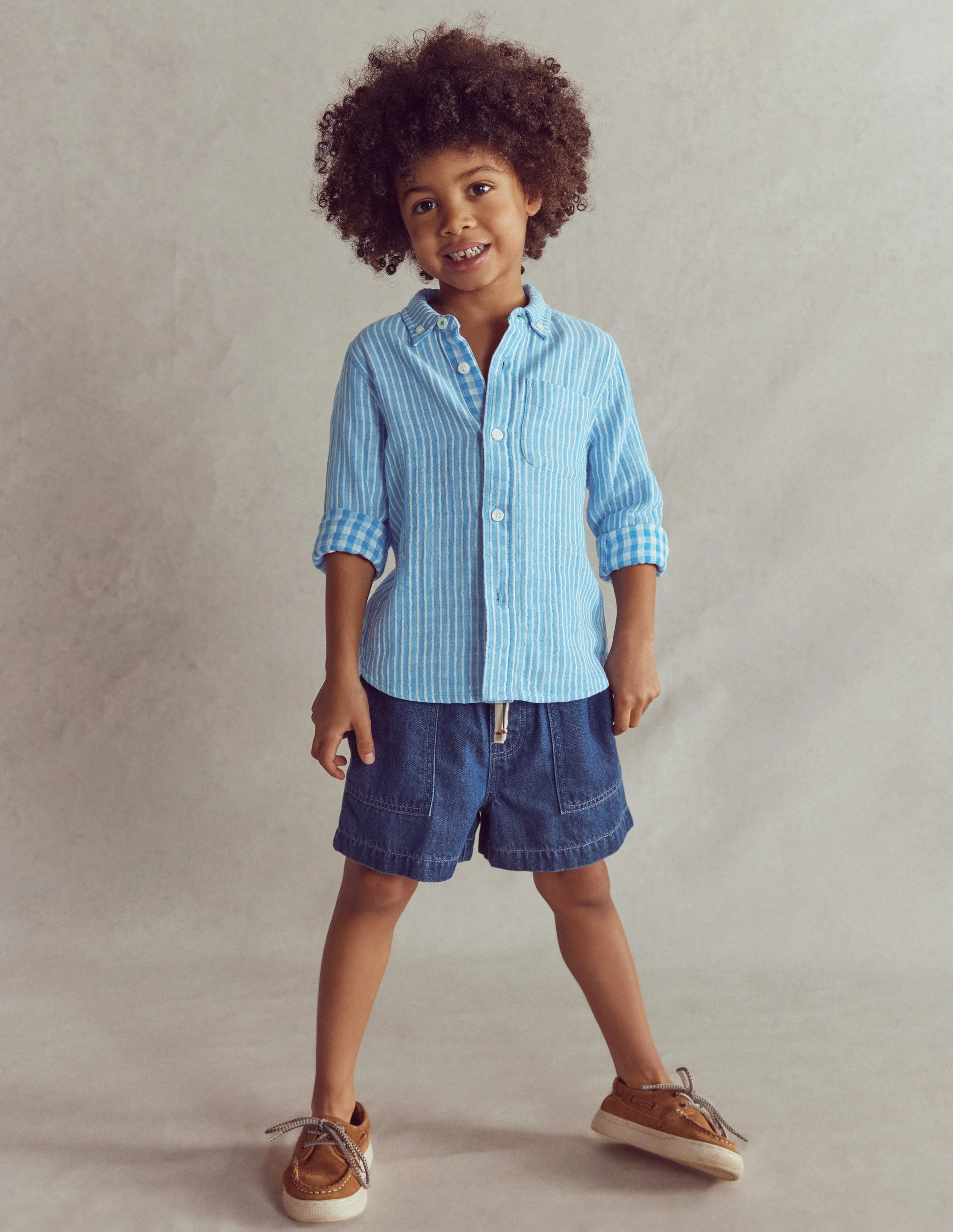 Soft Denim Shorts-Denim - Image 3