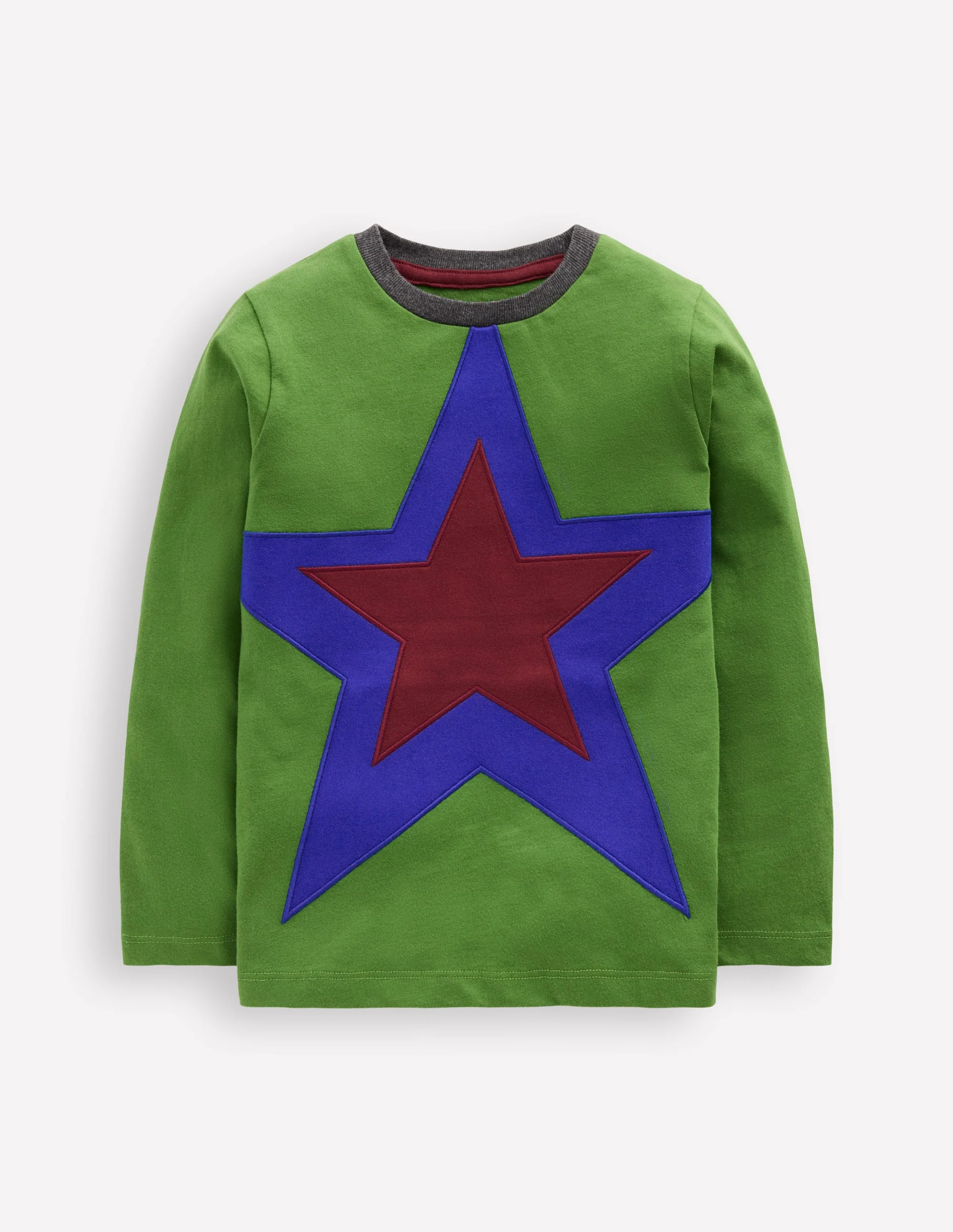 Star Appliqué T-shirt-Broccoli Green Star - Image 4