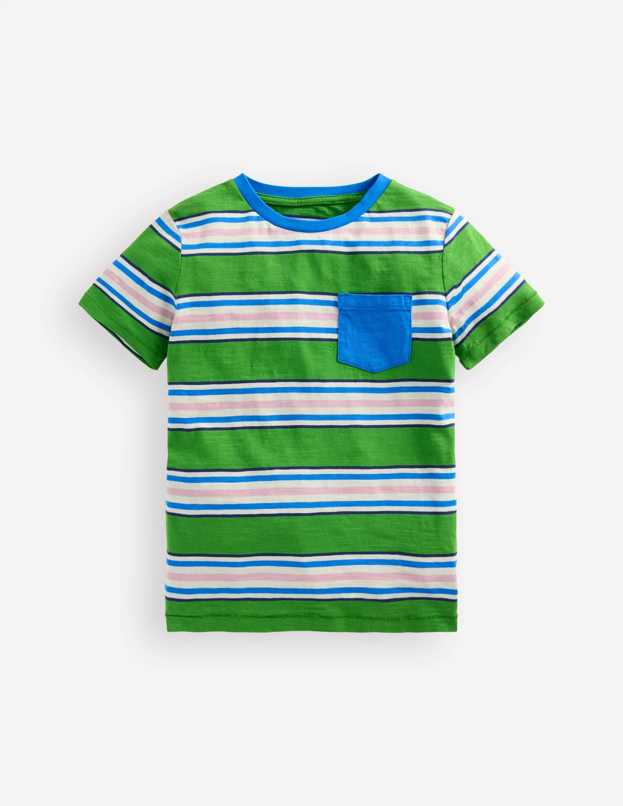 Stripe Pocket T-shirt-Lime Juice Green/Cerulean Blue