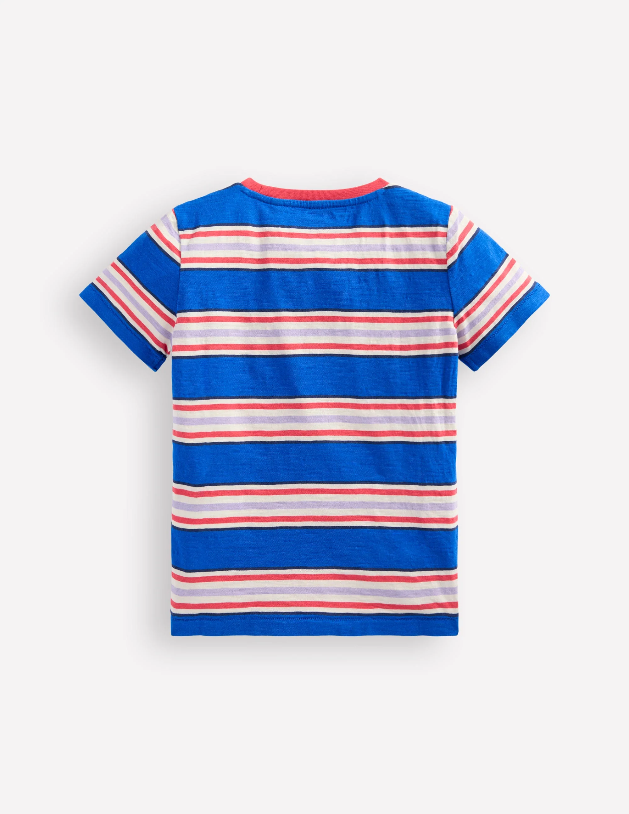 Stripe Pocket T-shirt-Princess Blue and Cayenne - Image 2