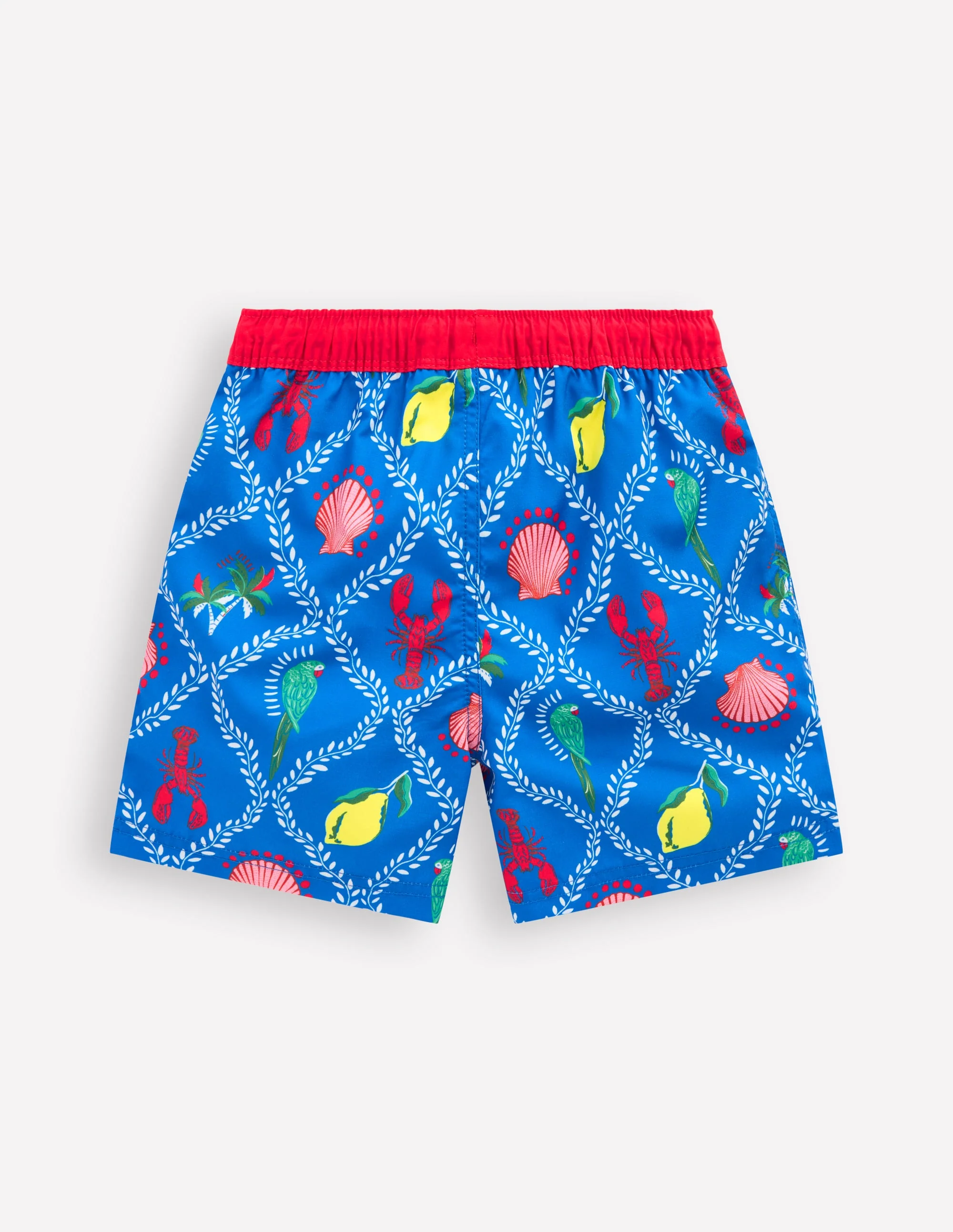 Swim Shorts-Bright Blue Tropical Tile - Image 2