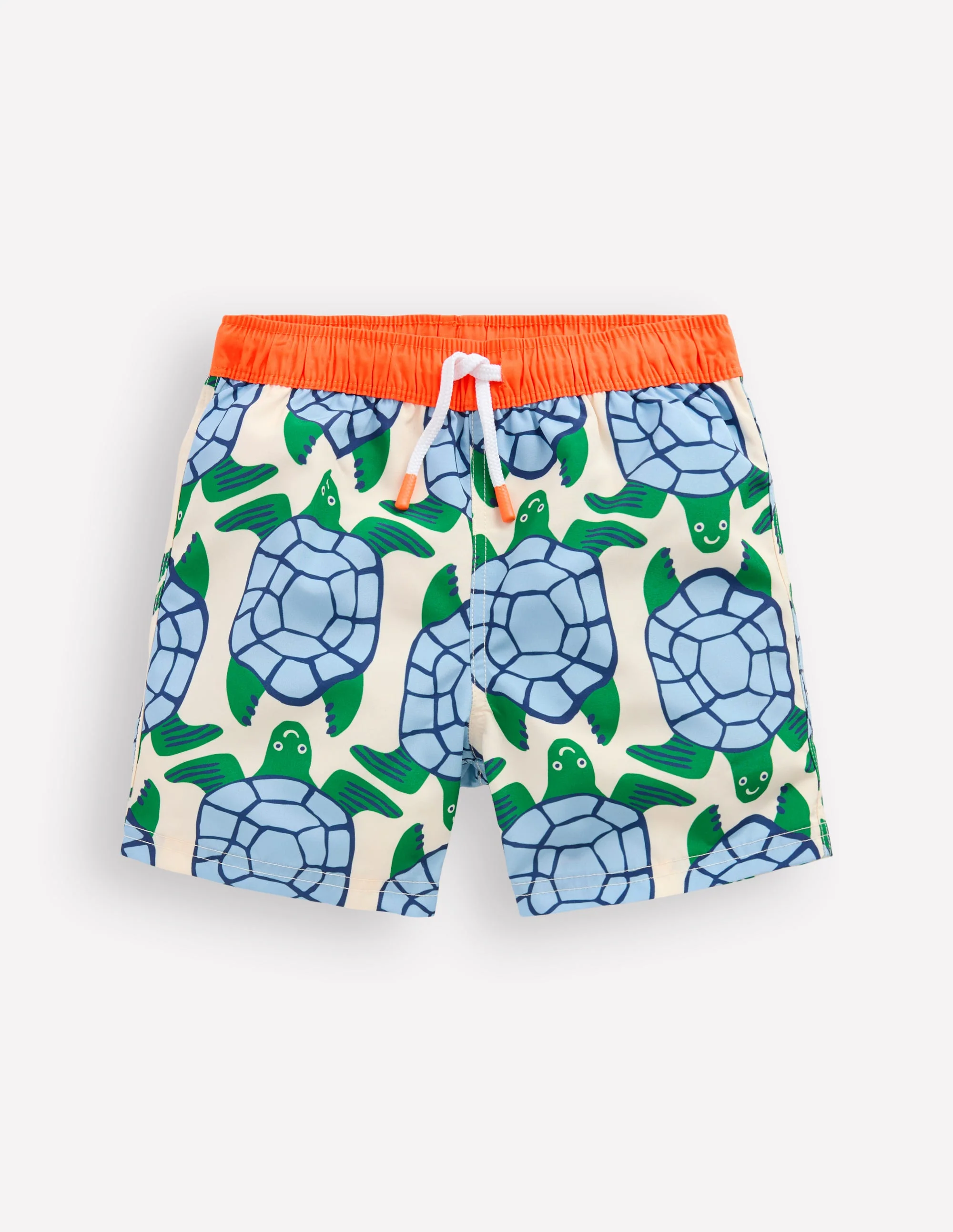 Swim Shorts-Calico White Turtles Geo