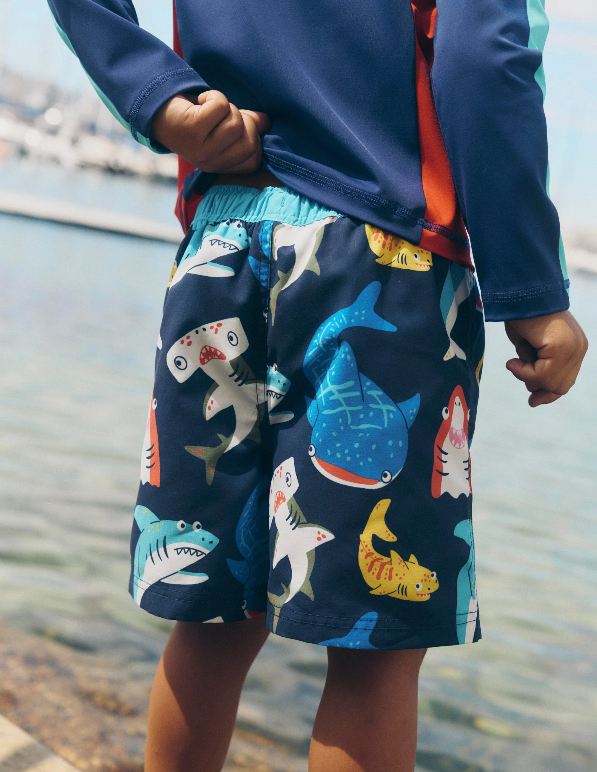 Swim Shorts-College Navy Sharks - Image 4