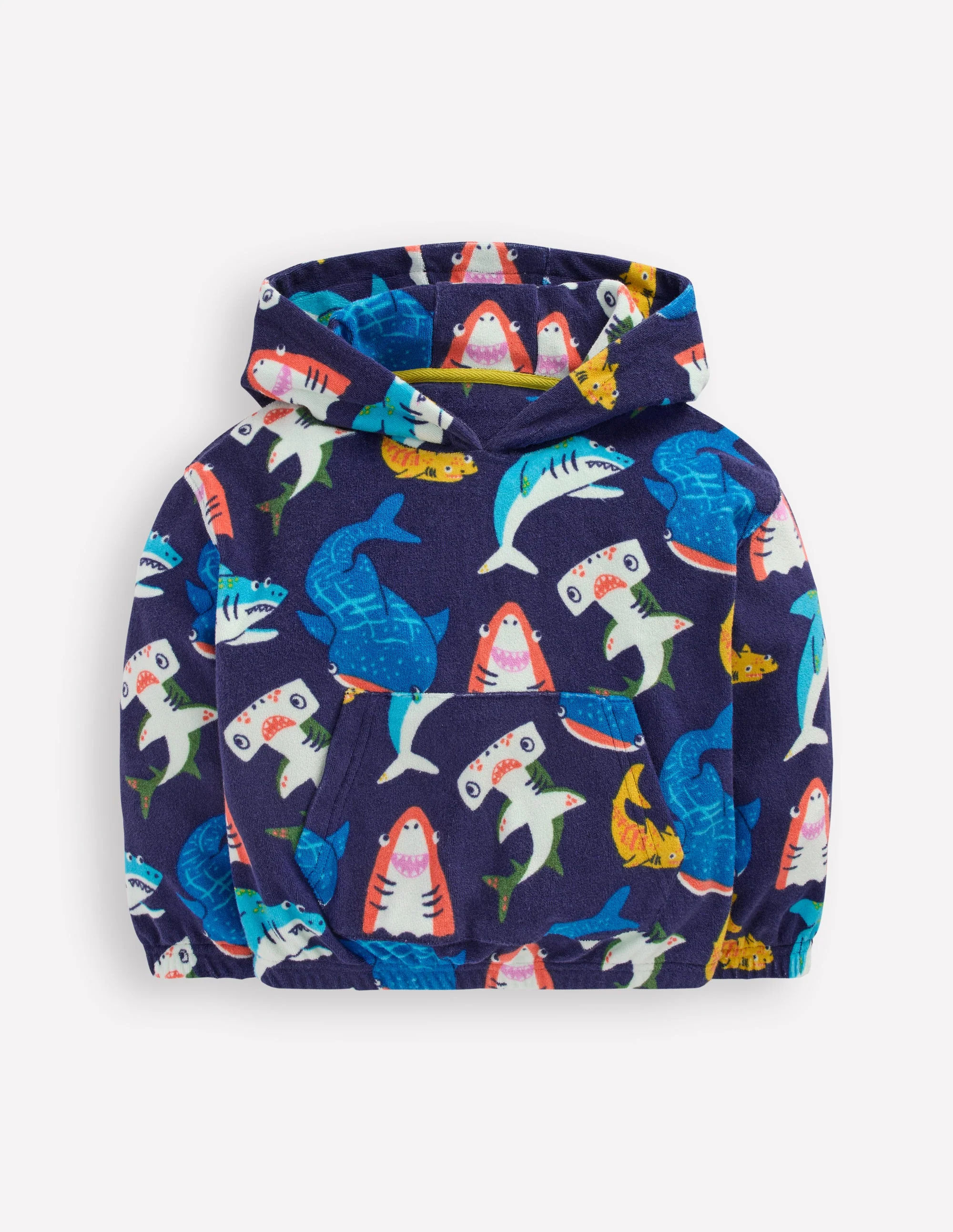 Towelling Pop-over Hoodie-College Navy Sharks