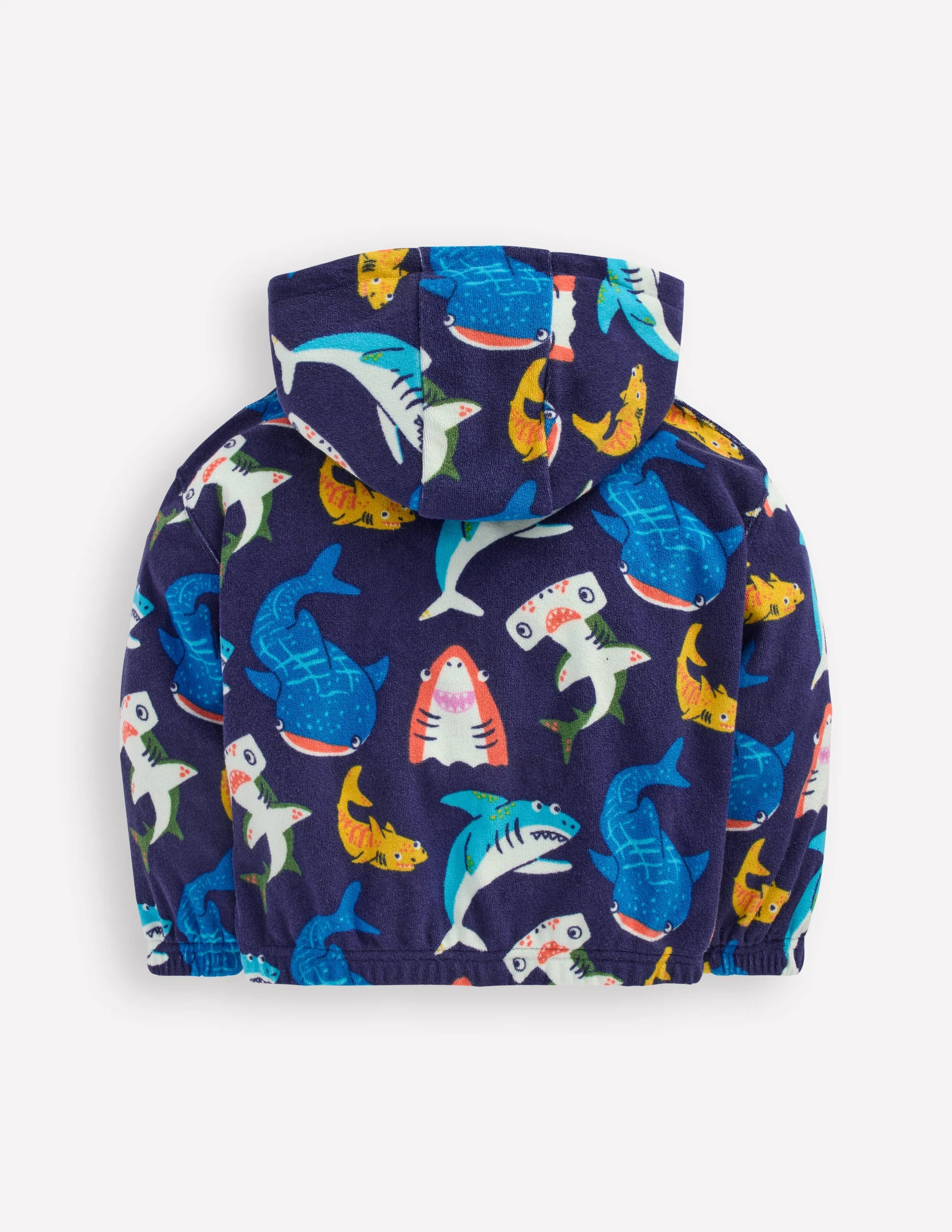 Towelling Pop-over Hoodie-College Navy Sharks - Image 2
