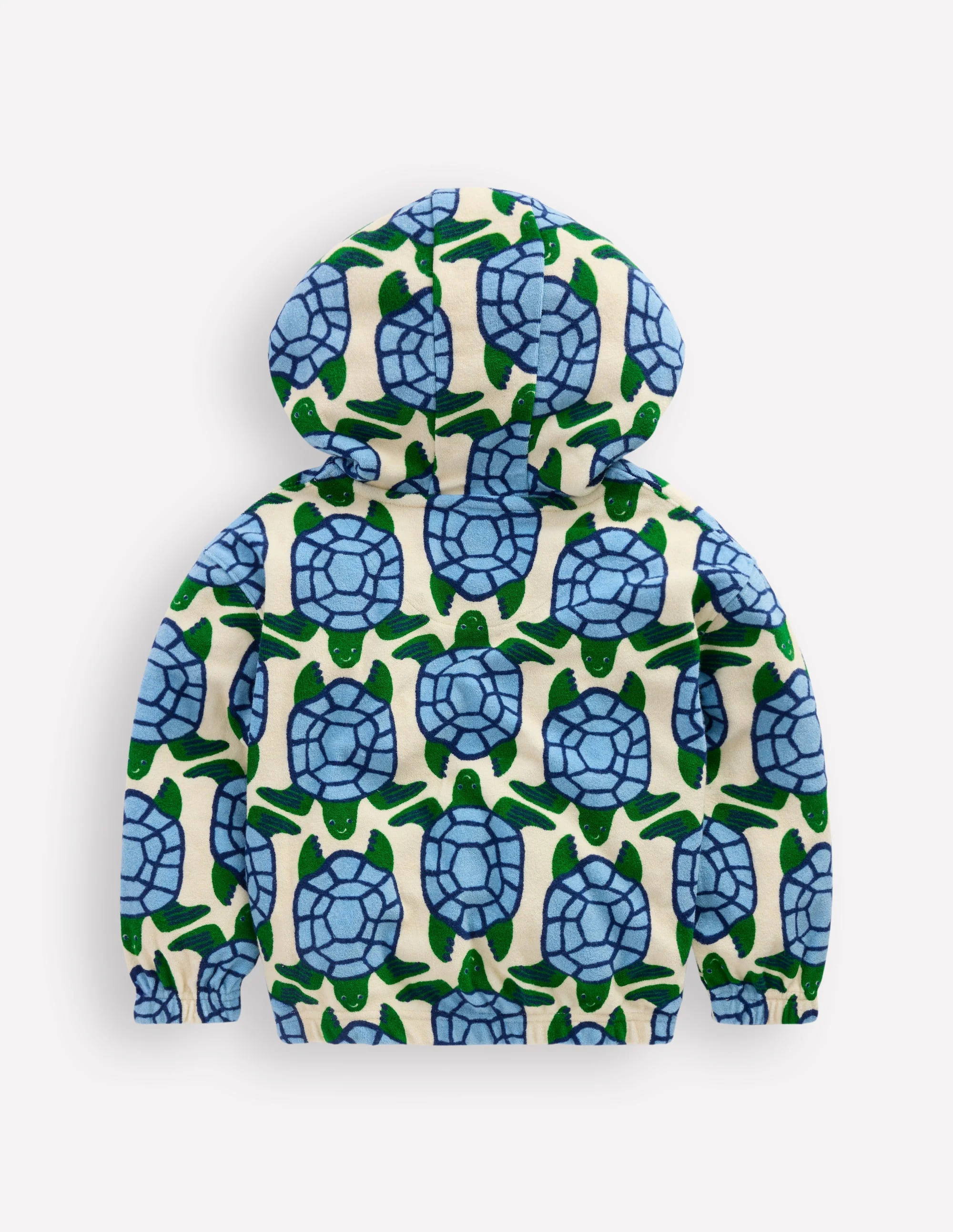 Towelling Pop-over Hoodie-Parchment Turtles Geo - Image 2