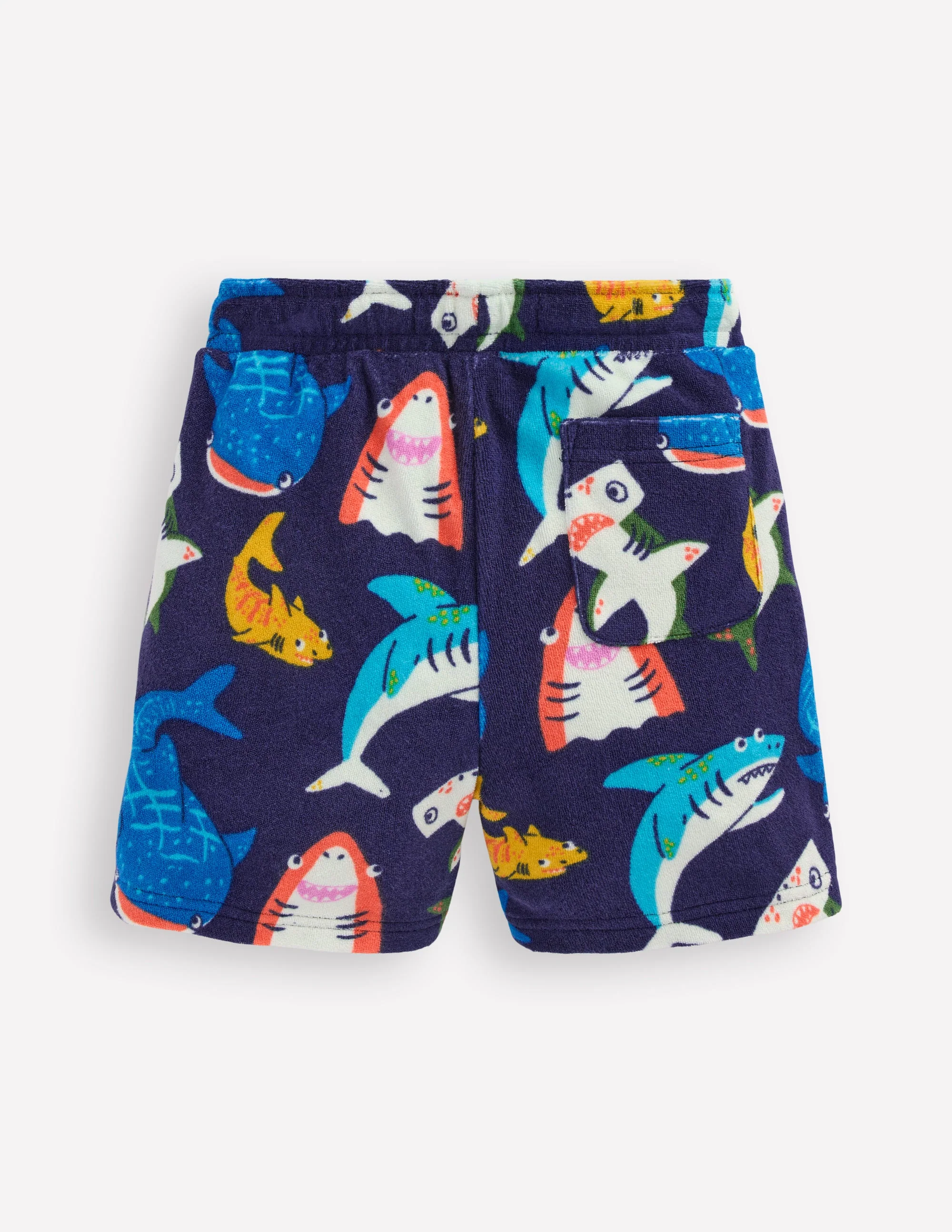 Towelling Shorts-Navy Sharks - Image 2
