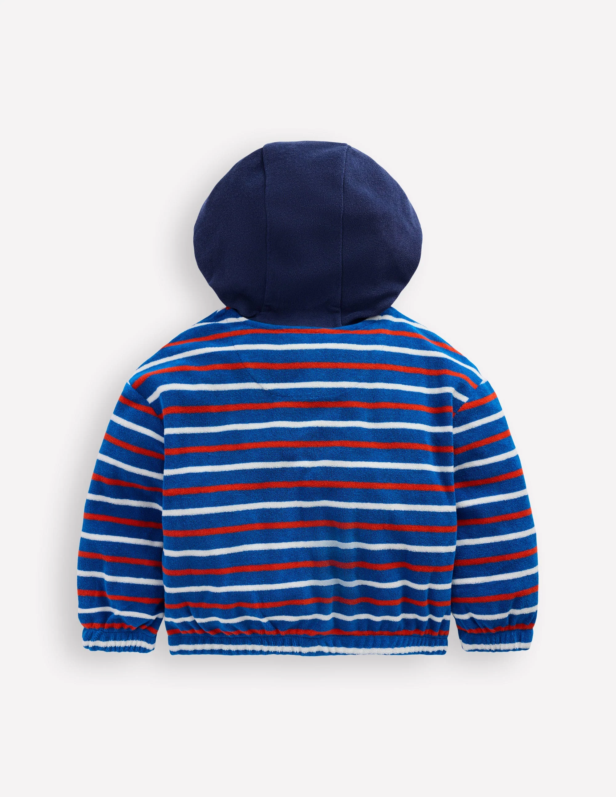 Towelling Zip-through Hoodie-Blue Multi Stripe - Image 2