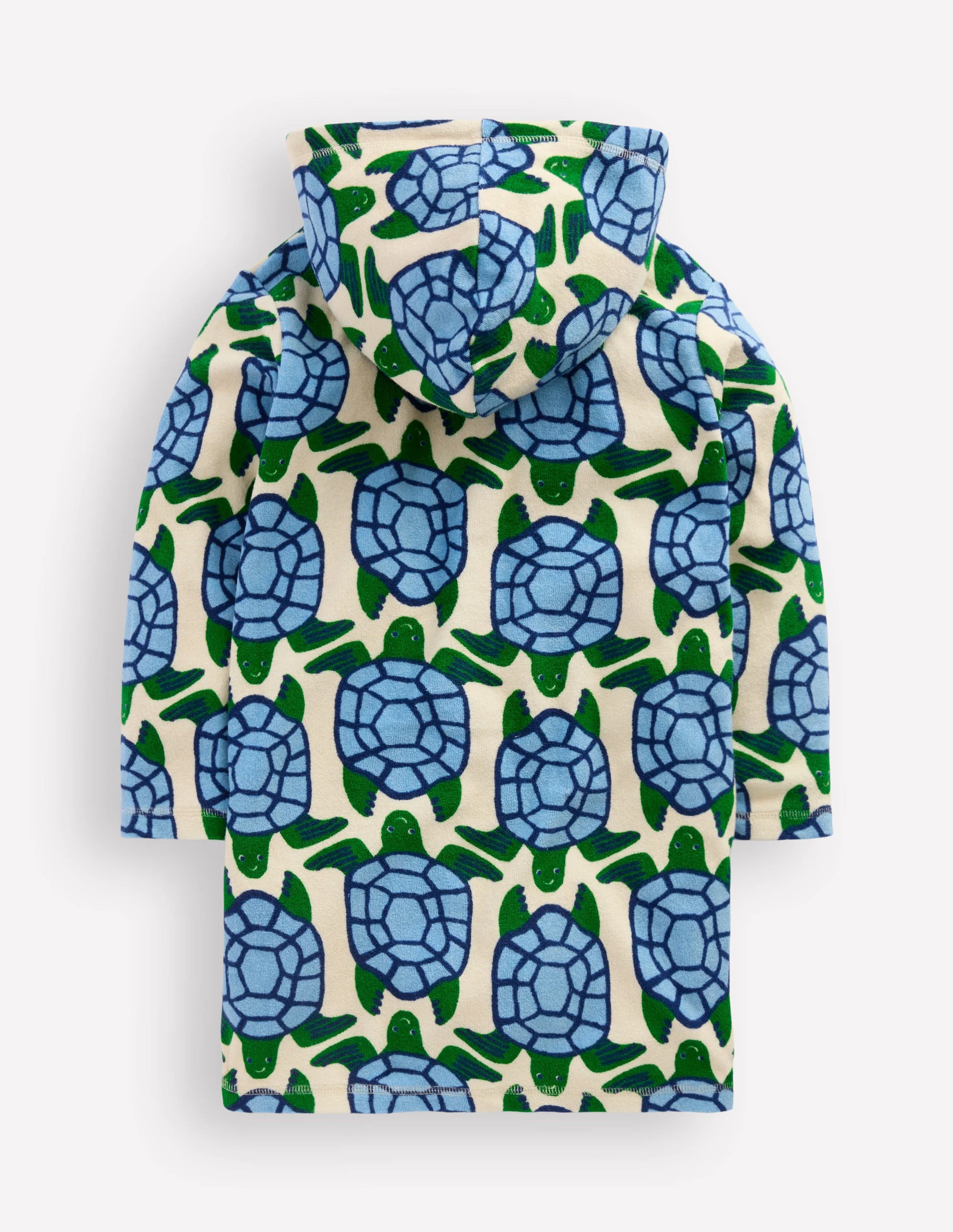 Towelling Zip-Up Throw-On-Calico White Turtles - Image 2