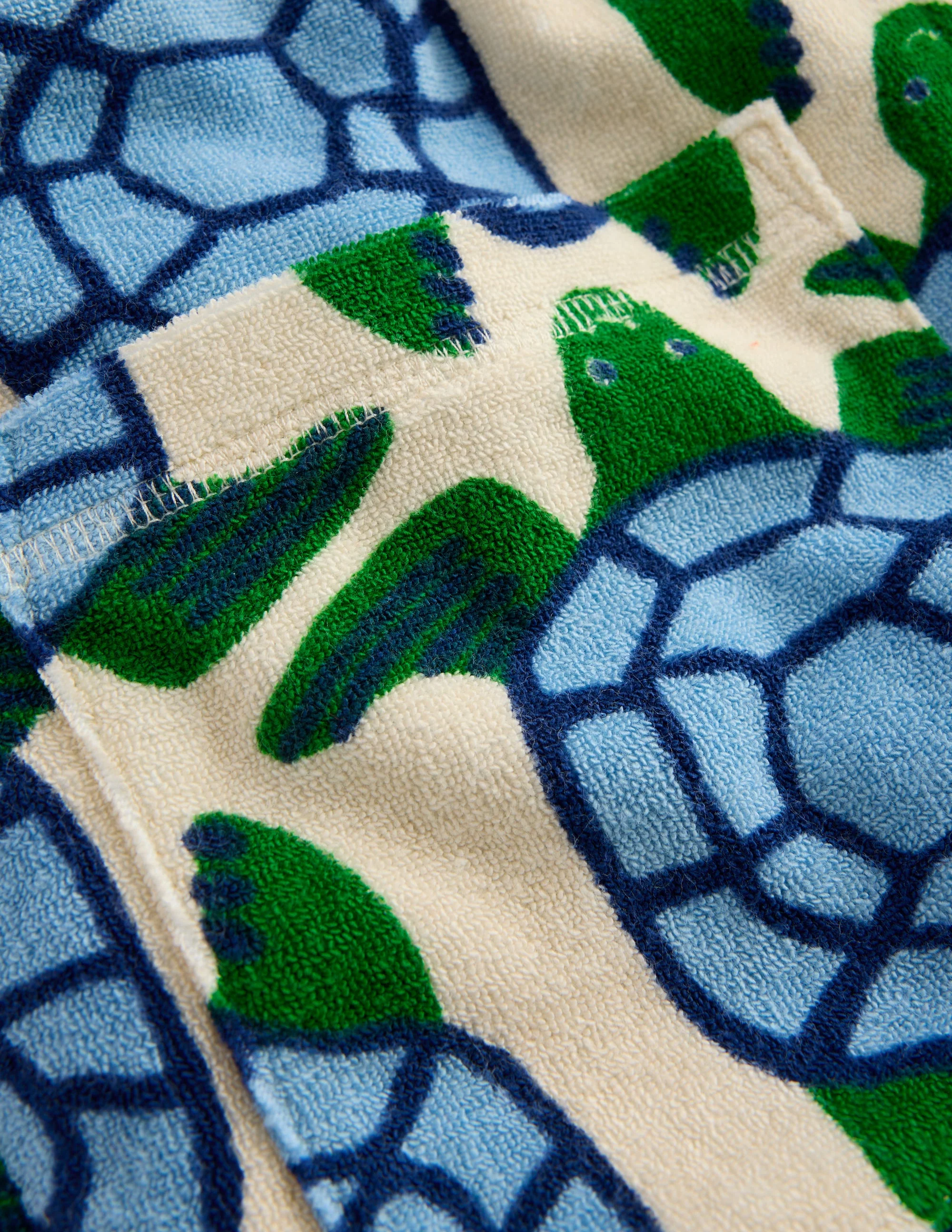 Towelling Zip-Up Throw-On-Calico White Turtles - Image 3
