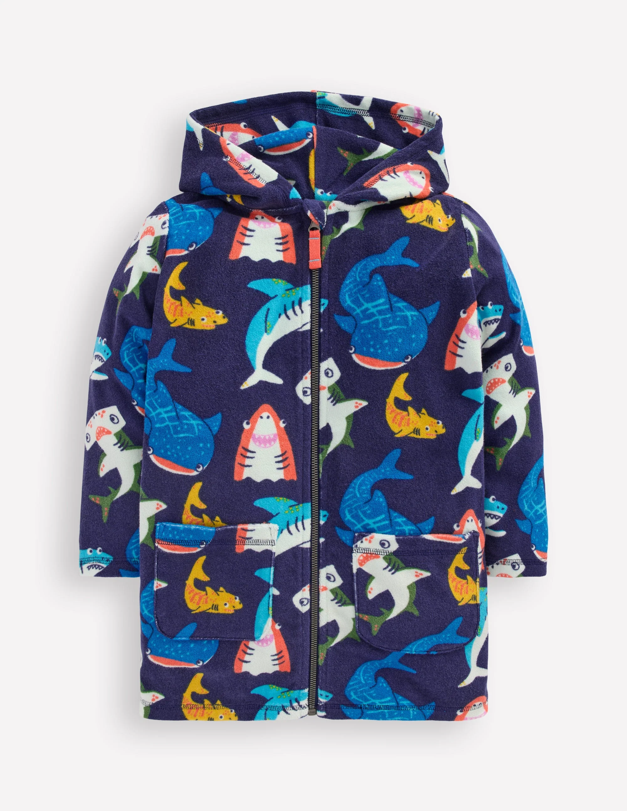 Towelling Zip-Up Throw-On-College Navy Sharks