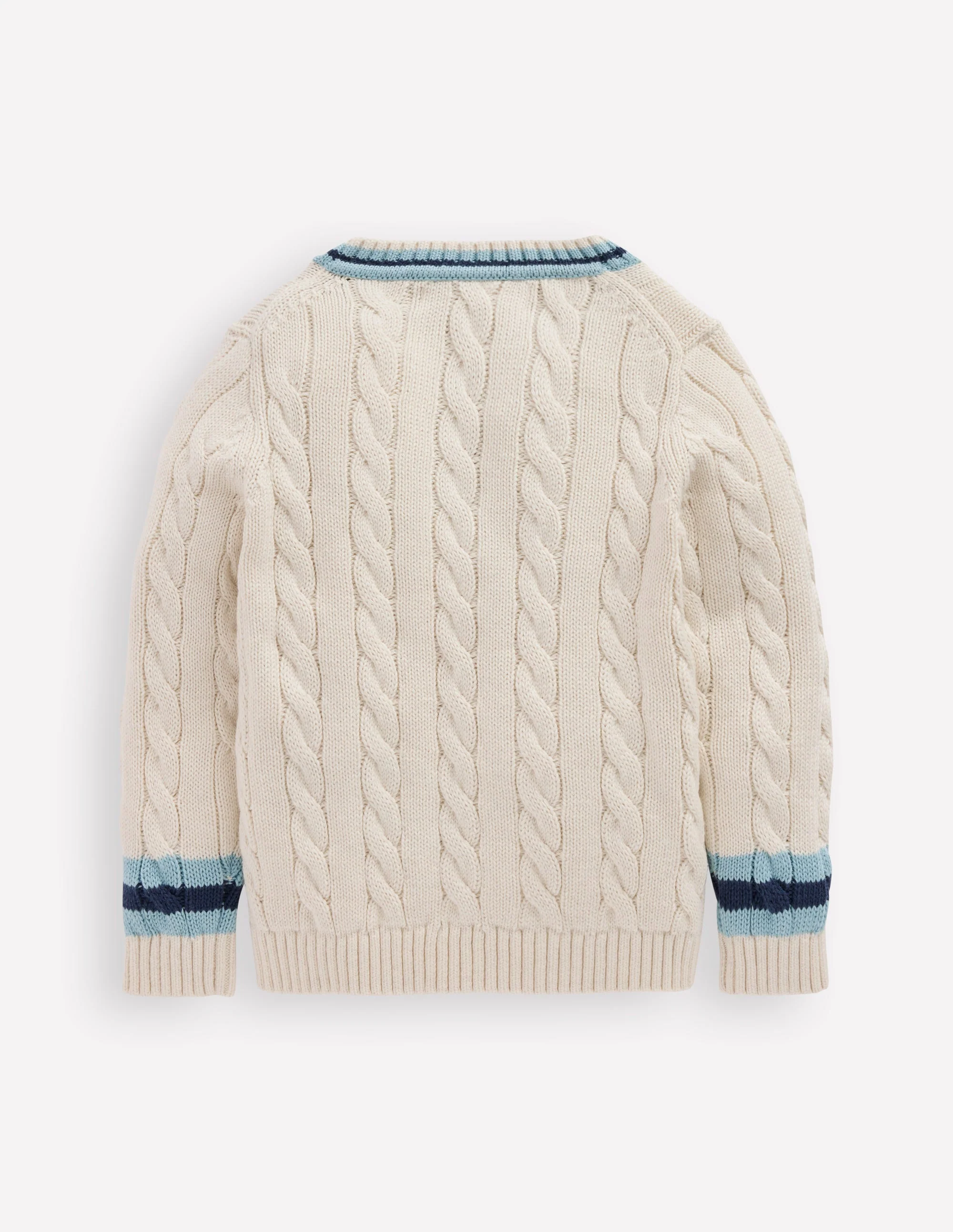 V-neck Cable Jumper-Ivory - Image 2