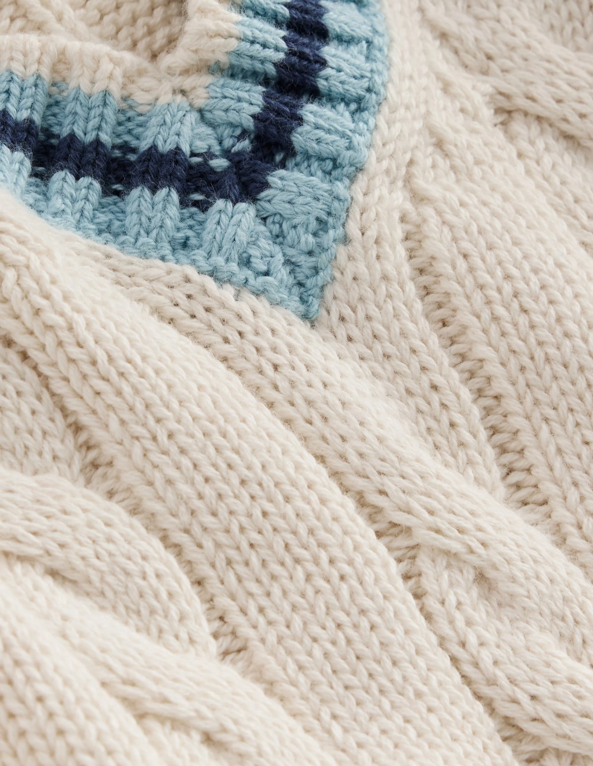 V-neck Cable Jumper-Ivory - Image 3