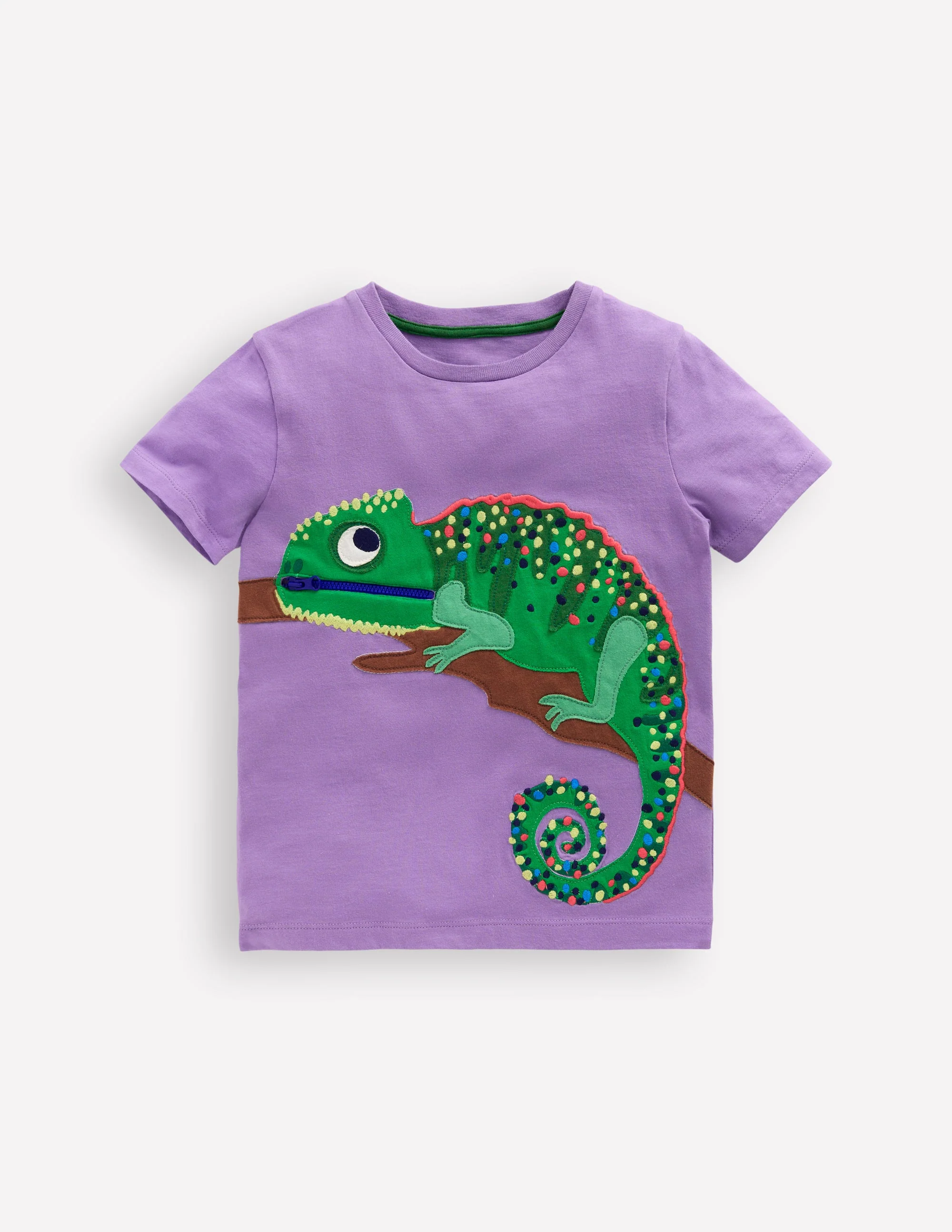Zip Applique T-shirt-Aster Purple Chameleon