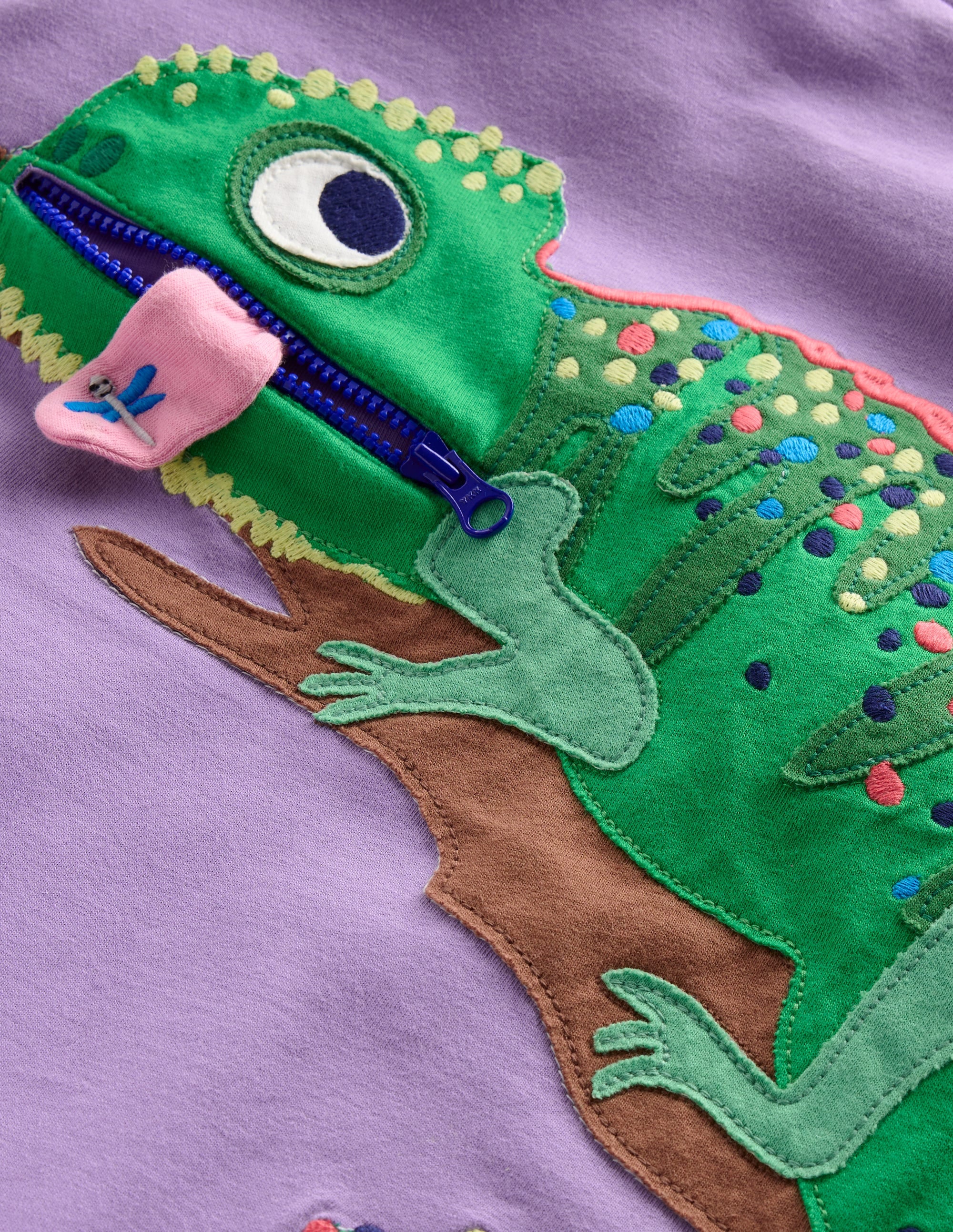 Zip Applique T-shirt-Aster Purple Chameleon - Image 3