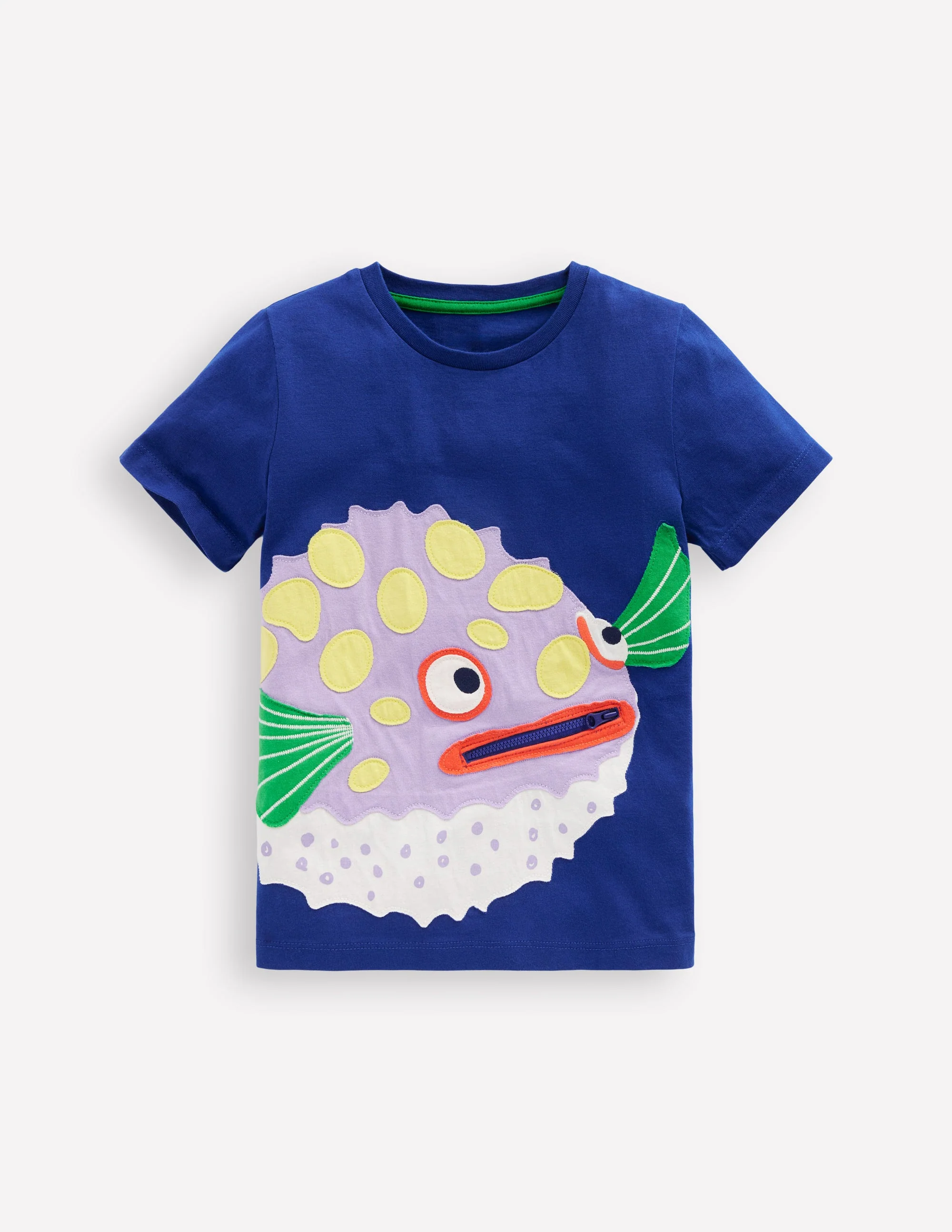 Zip Applique T-shirt-Bright Blue Puffer